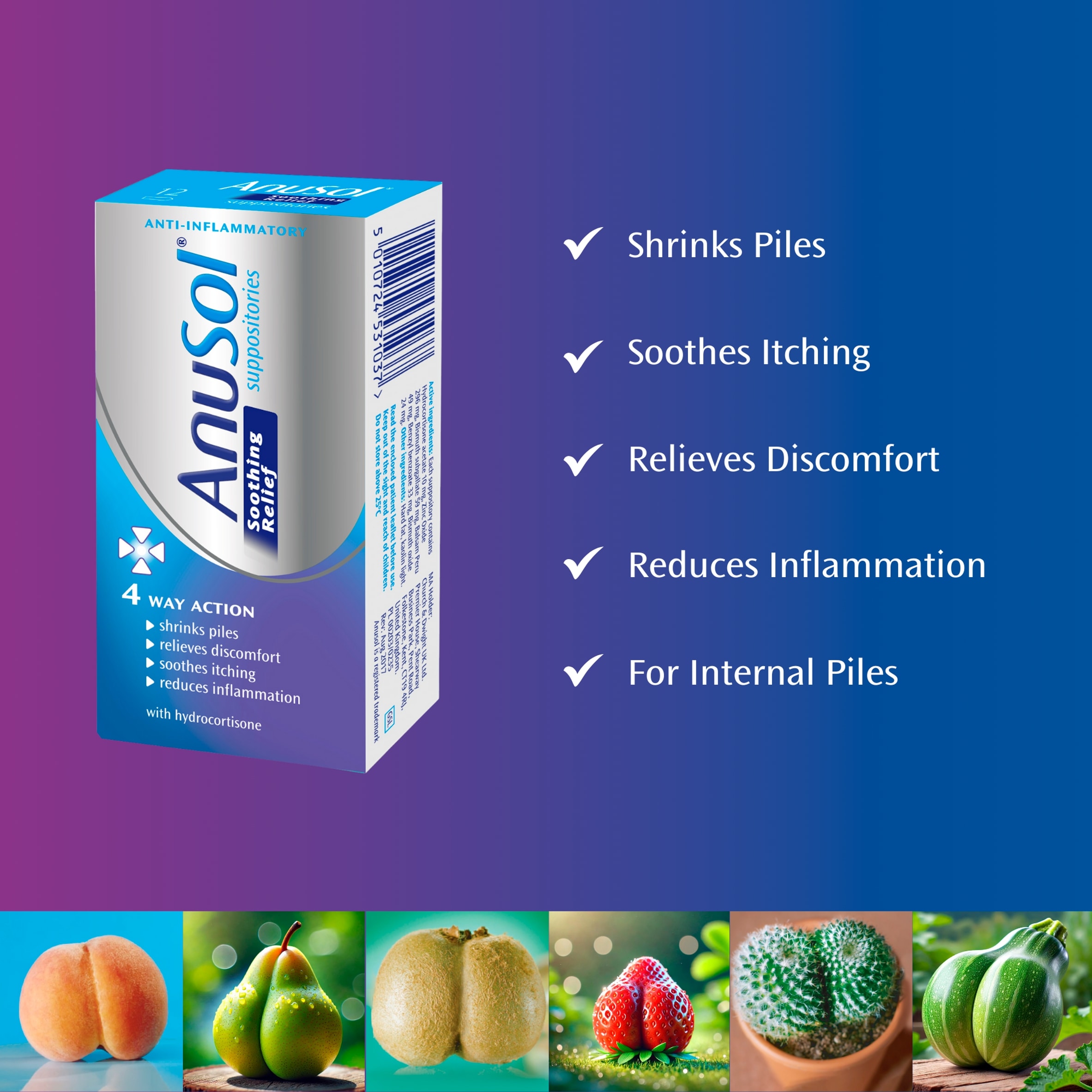 AnuSol Soothing Relief Suppositories 12s thumbnail 2