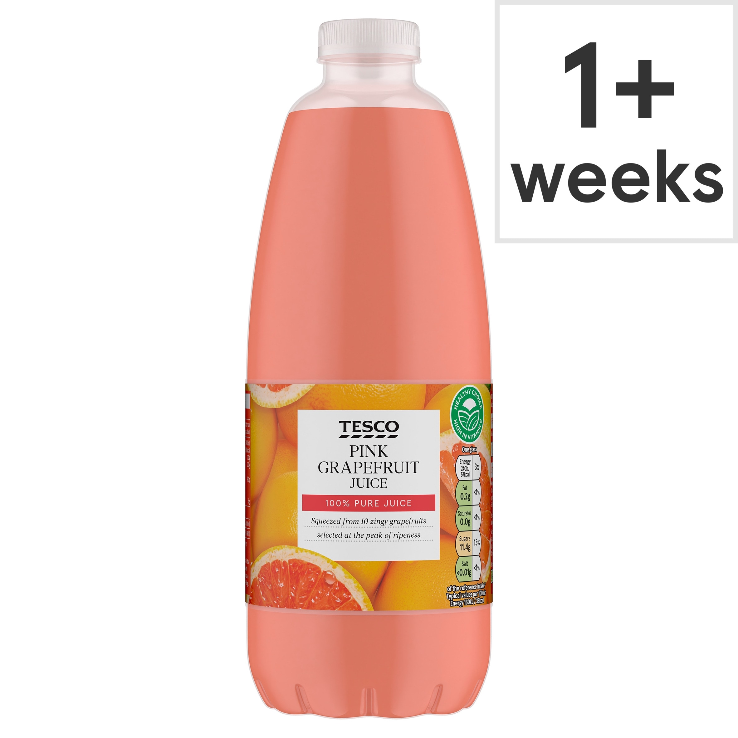 Tesco 100% Pure Squeezed Pink Grapefruit Juice 1 Litre