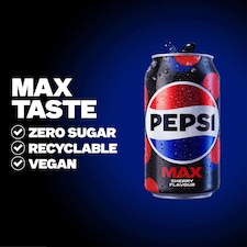 Pepsi Max Cherry No Sugar Cola Cans 8x330ml thumbnail 2