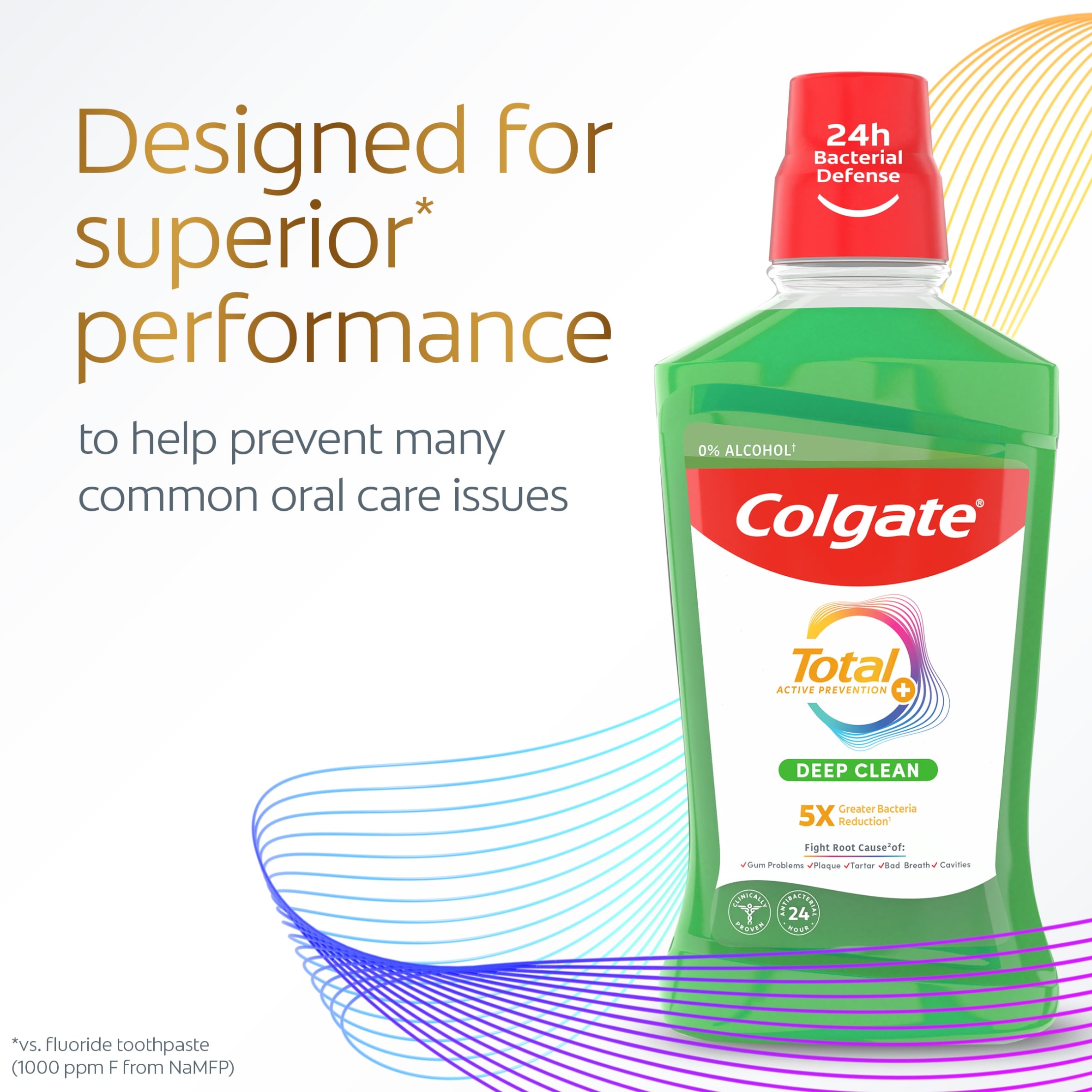 Colgate Total Active Prevention+ Deep Clean Spearmint Mouthwash 500ml thumbnail 2