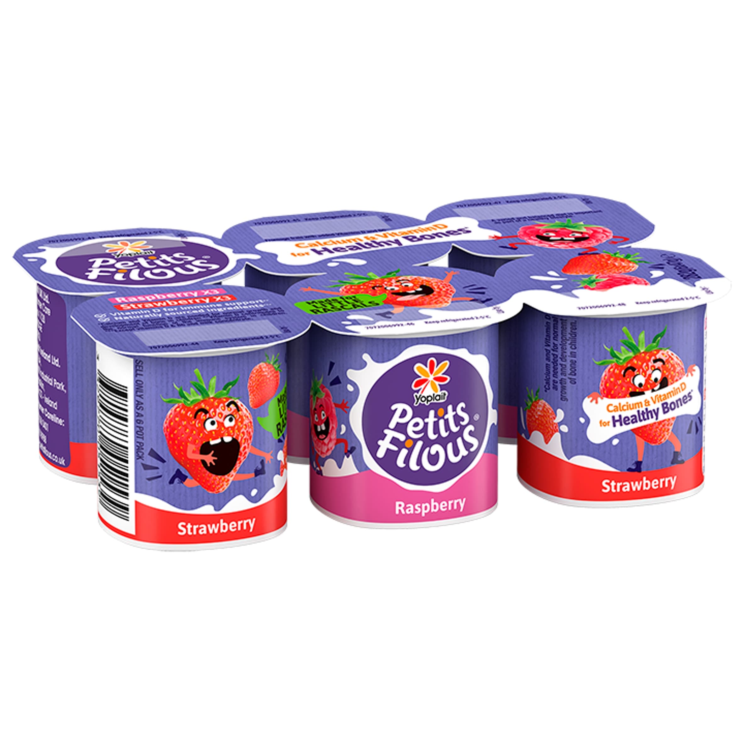 Petits Filous Kids Strawberry & Raspberry Yoghurt Small Pots 6 x 47g thumbnail 2