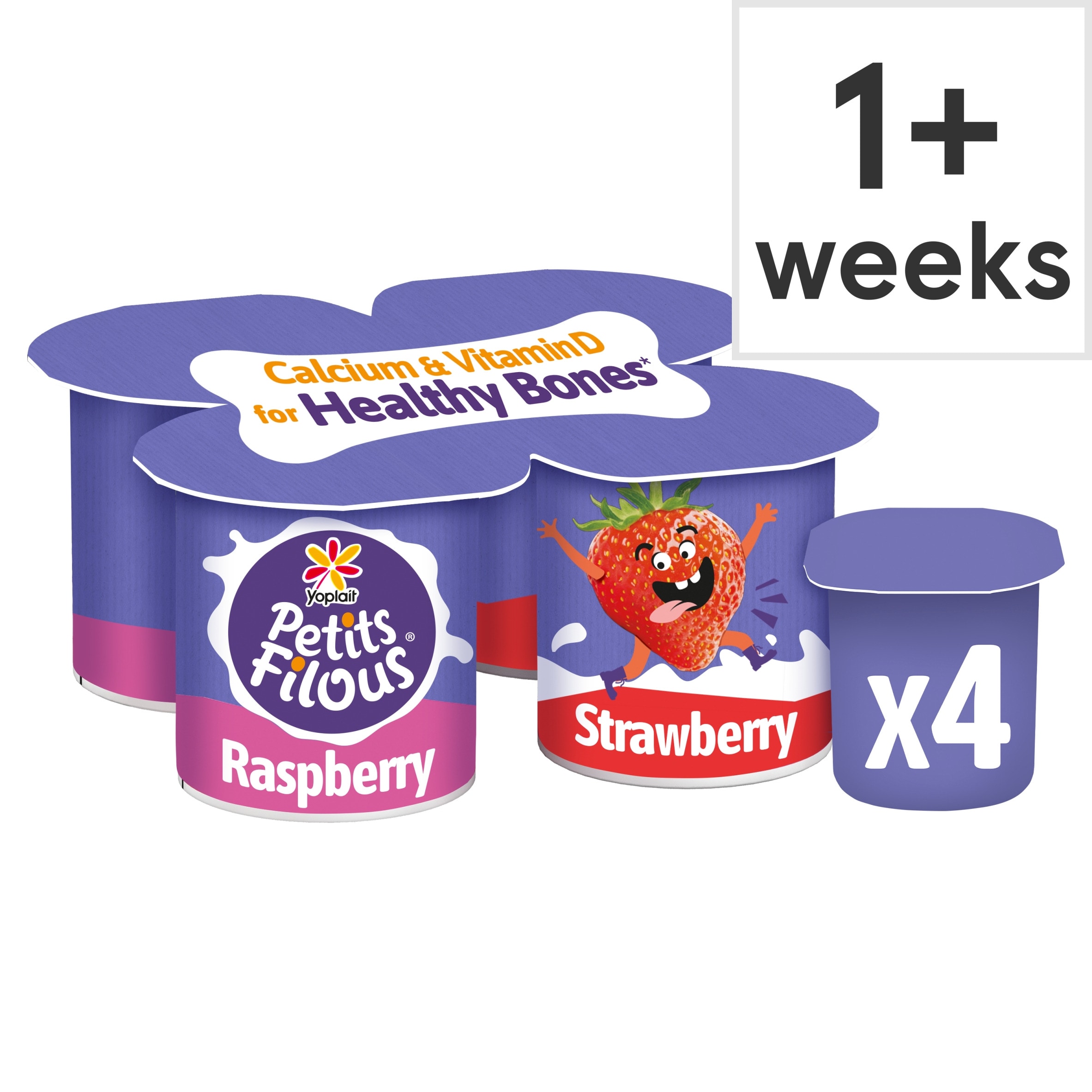 Petits Filous Kids Strawberry & Raspberry Yoghurt Big Pots 4 x 85g