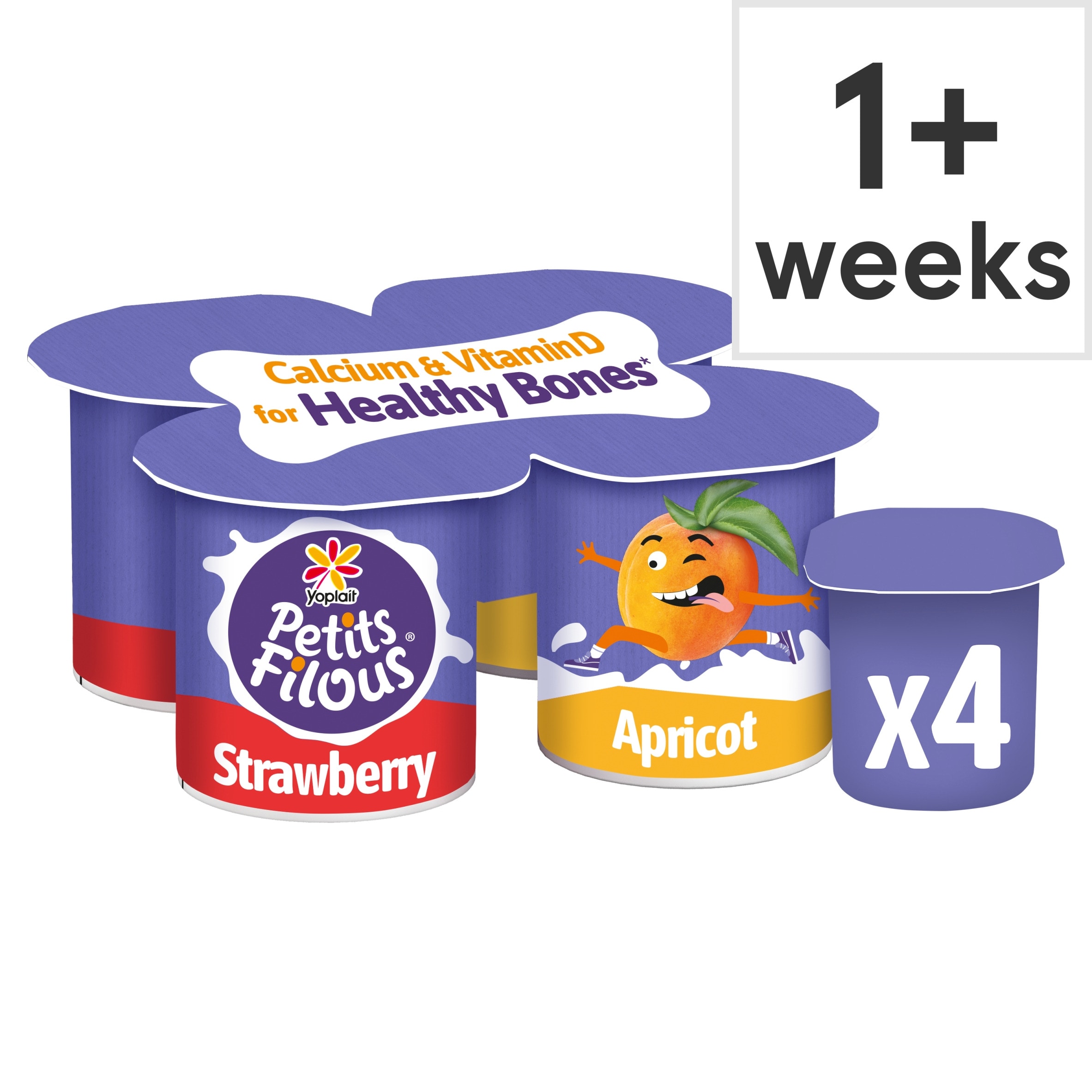 Petits Filous Strawberry & Apricot Kids Yoghurt Big Pots 4x85g