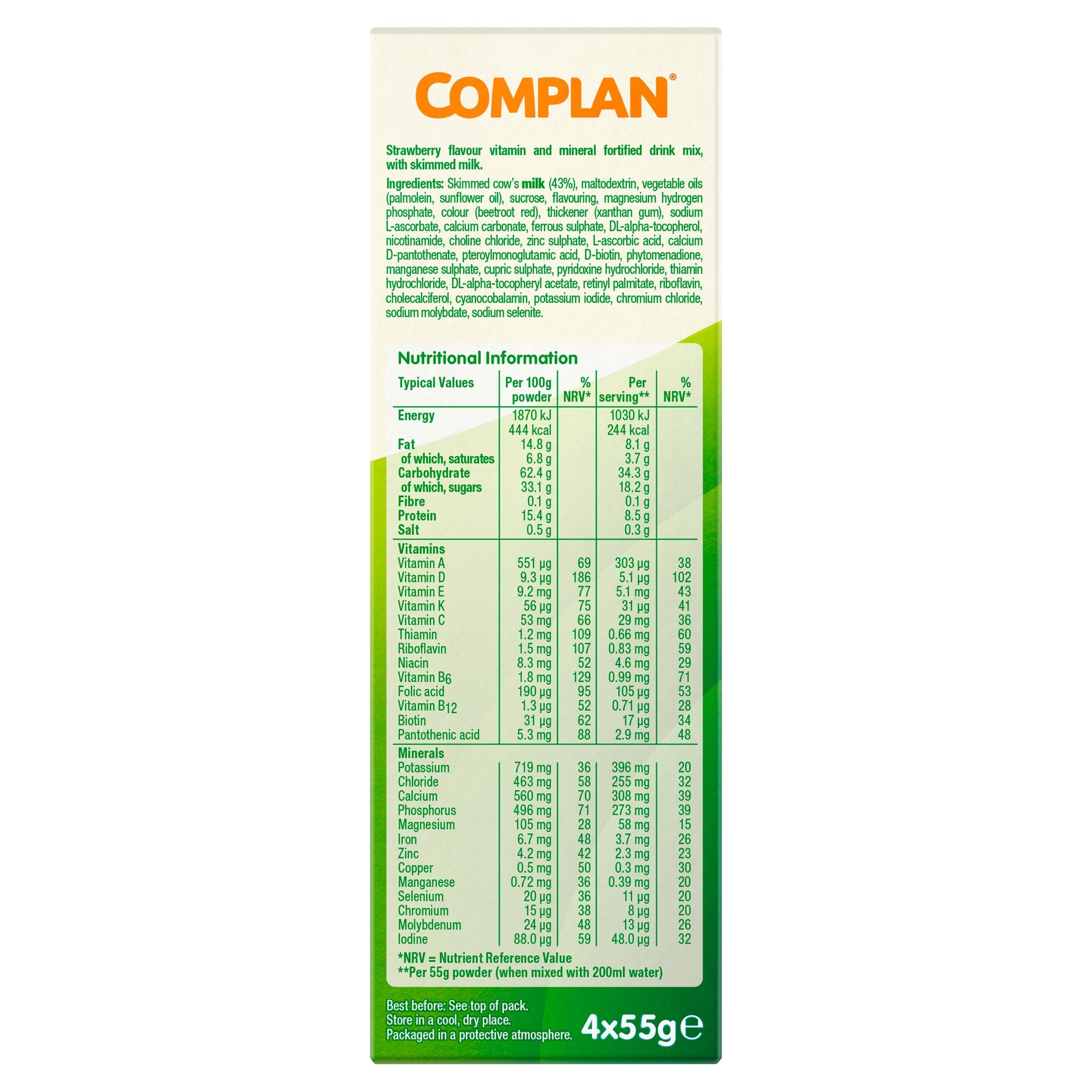 Complan Strawberry Multivitamin & Mineral Nutritional Drink Sachet 4x55g thumbnail 4