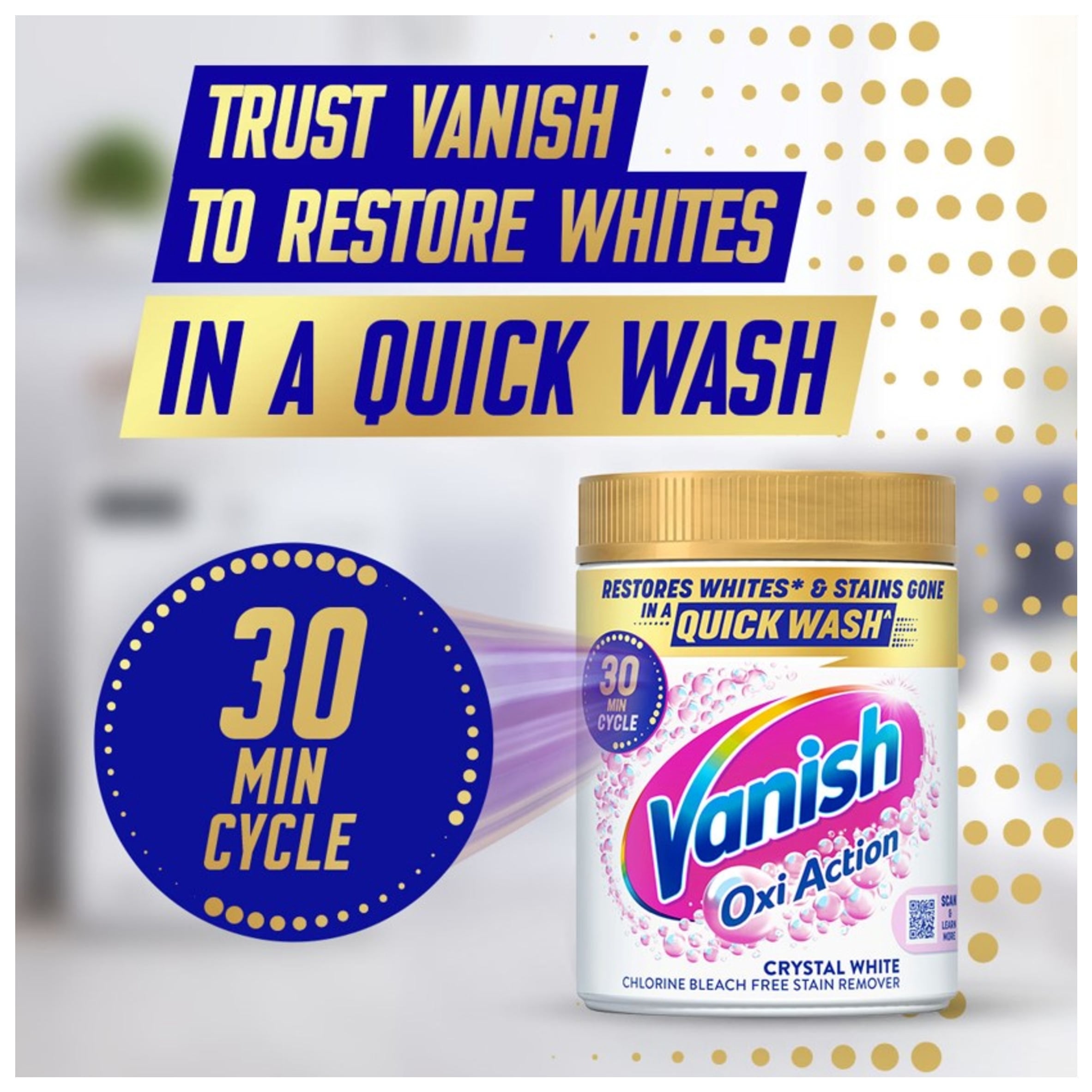 Vanish Gold Oxi Action Whitener & Stain Remover For Whites 470g thumbnail 2
