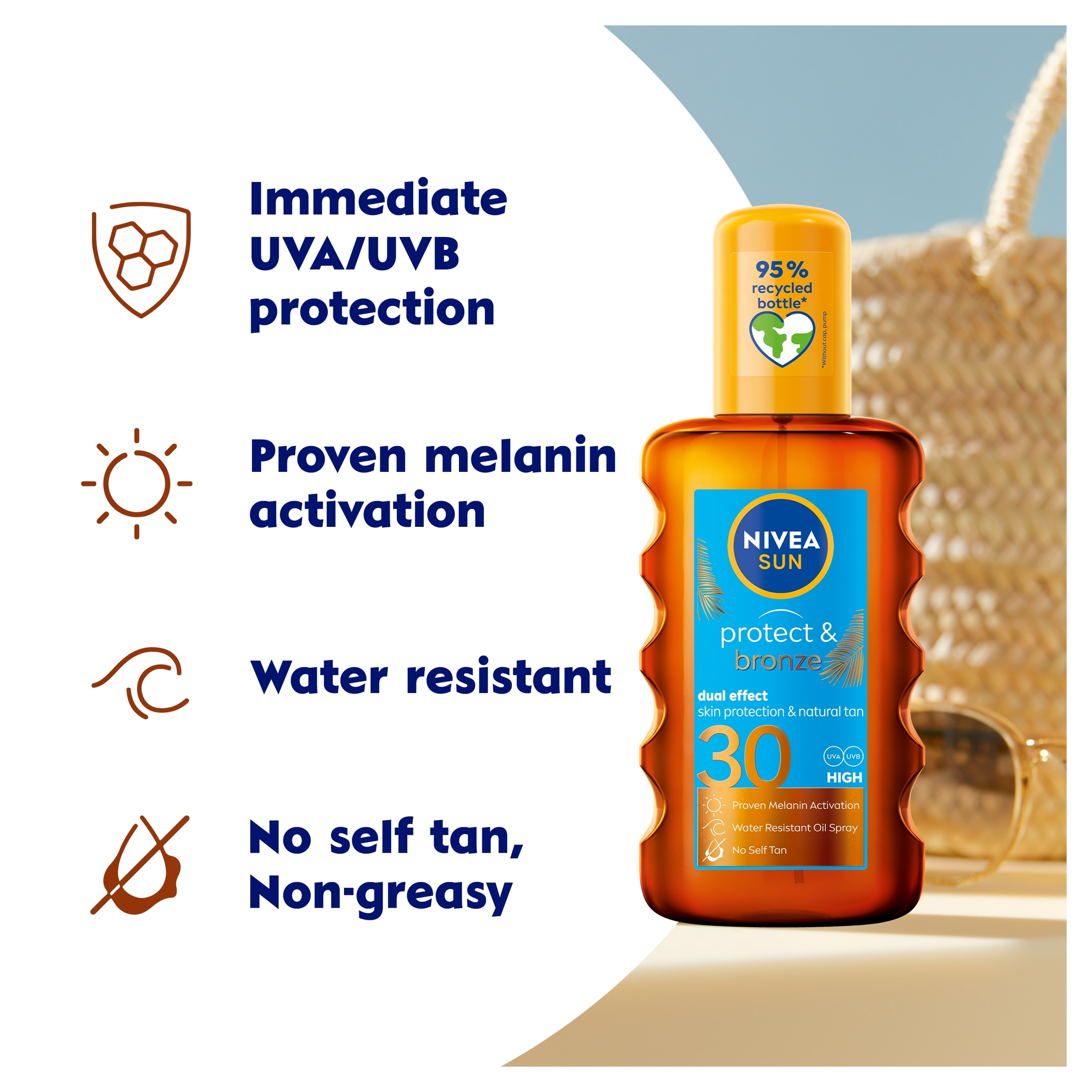 NIVEA SUN Protect & Bronze Tan Activating Sun Oil Spray SPF30 200ml thumbnail 2