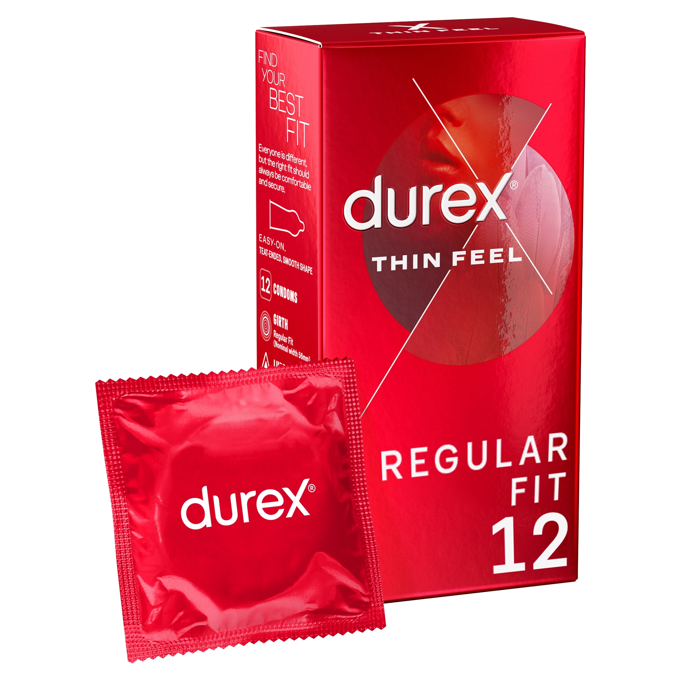 Durex Thin Feel Condoms Extra Silicone Lube Regular Fit 12 Pack
