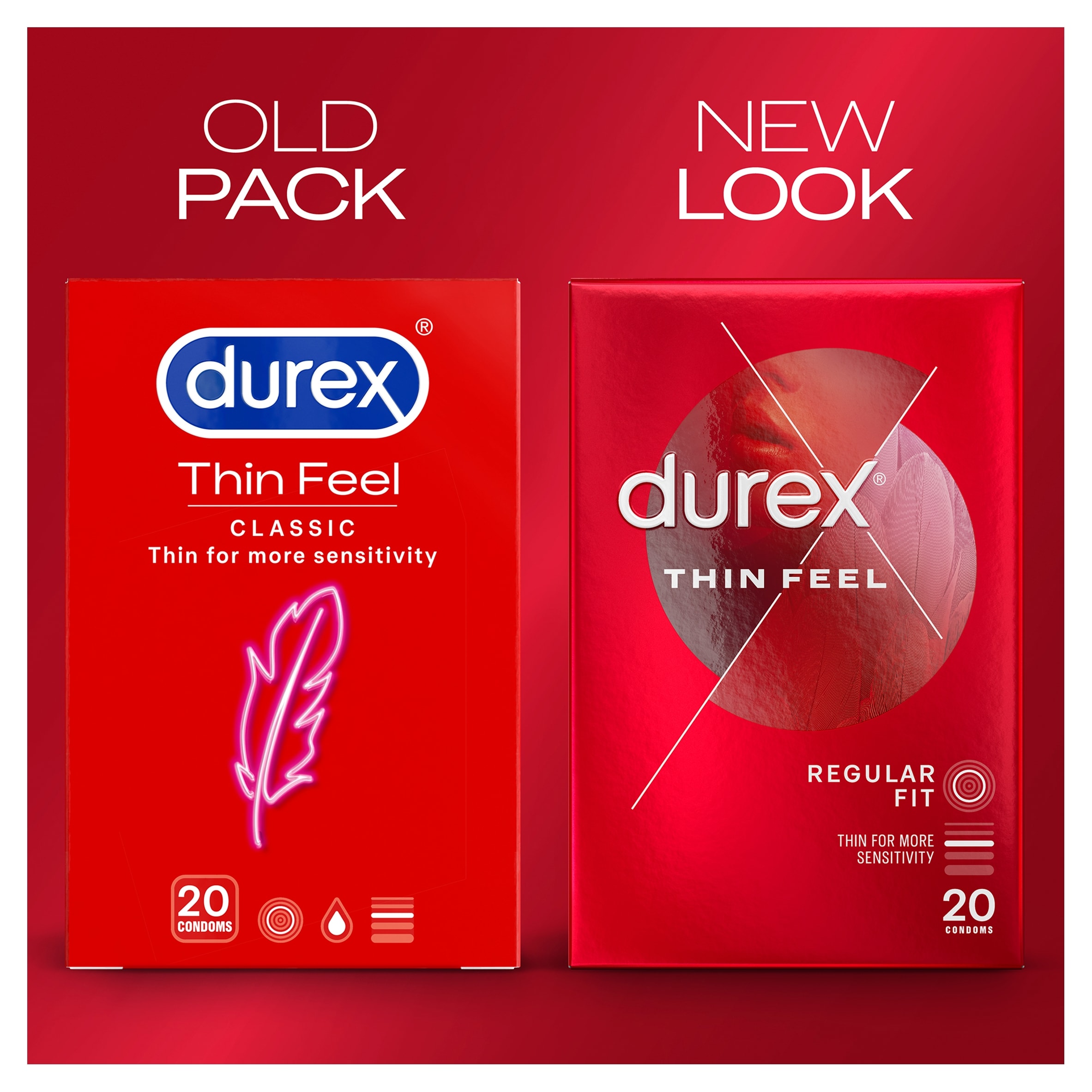 Durex Thin Feel Condoms Enhanced Sensitivity Regular Fit 20 Pack thumbnail 2