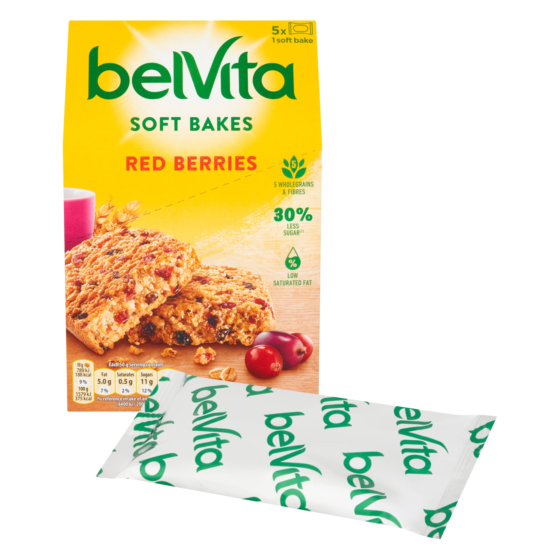 Belvita Breakfast Soft Bakes Red Berries Cereal Snack Bars Pack 5 x 50g thumbnail 2