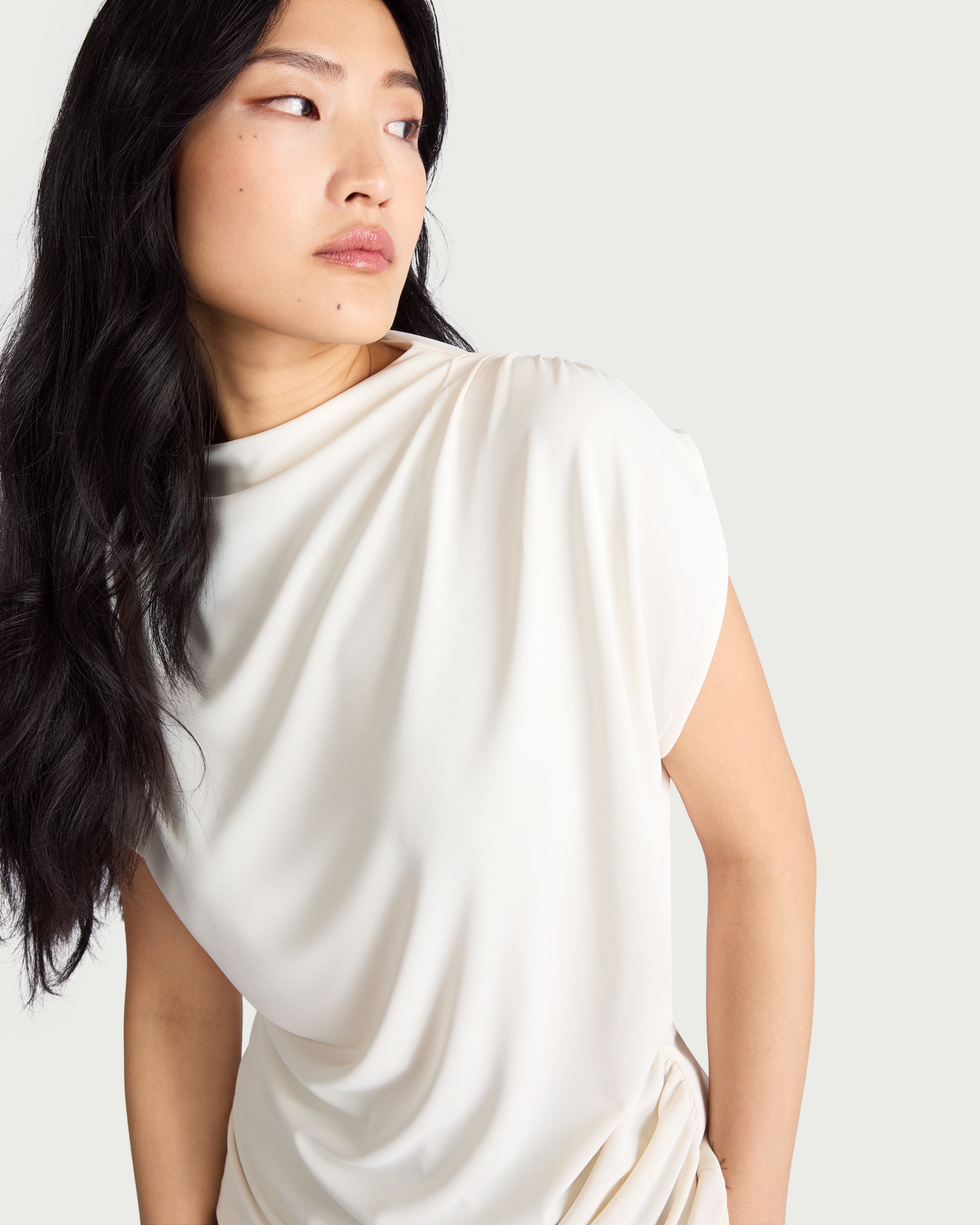 F&F Draped Short Sleeved Top in Cream