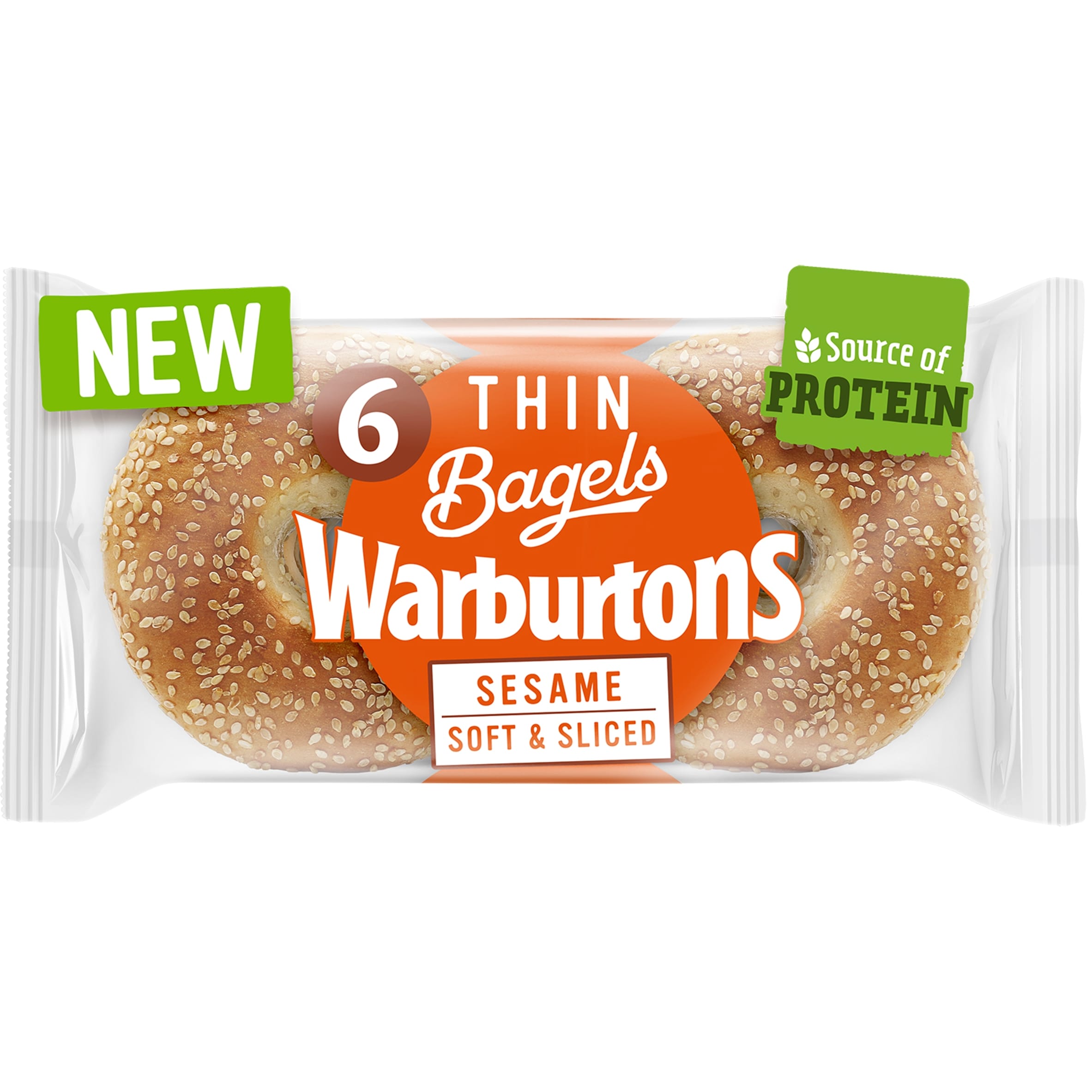 Warburtons Thin Bagels - Sesame 6 Pack thumbnail 2