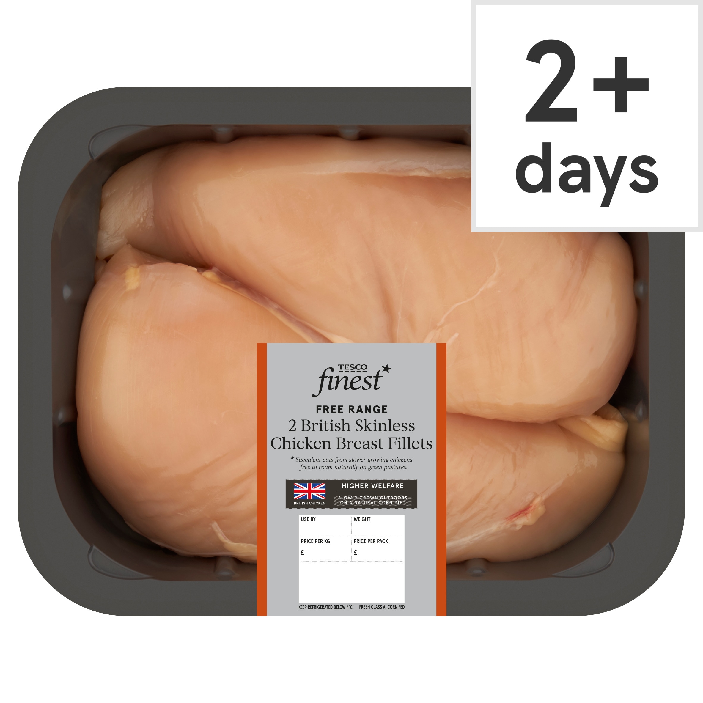 Tesco Finest 2 Cornfed Free Range Chicken Breast Fillets 270G-470G