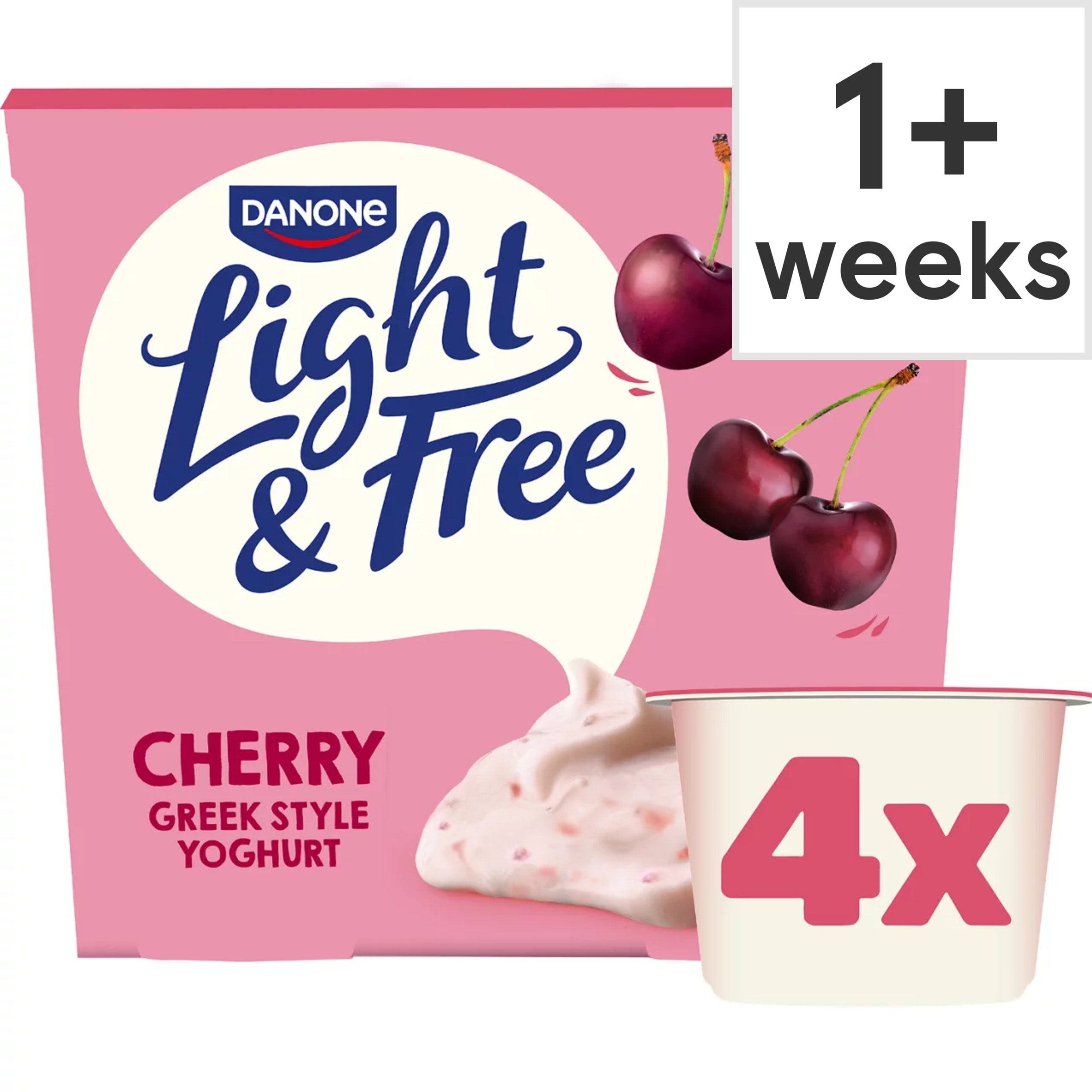 Light & Free Cherry Greek Style Fat Free Yoghurt 4x115g