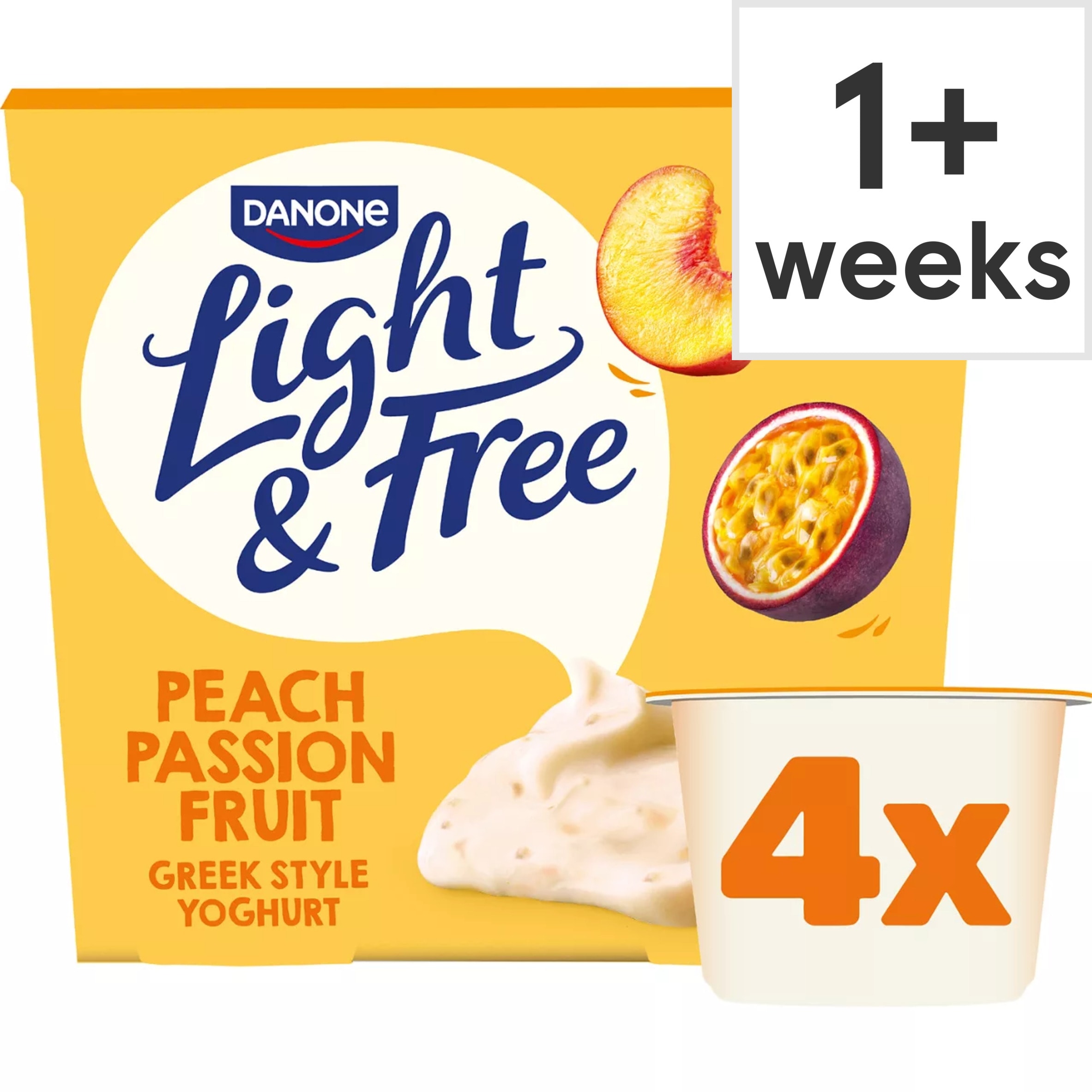 Light & Free Peach Greek Style Fat Free Yoghurt 4x115g
