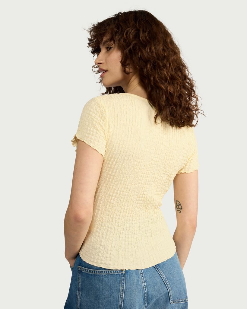 F&F Textured Button Front Top in Yellow thumbnail 3