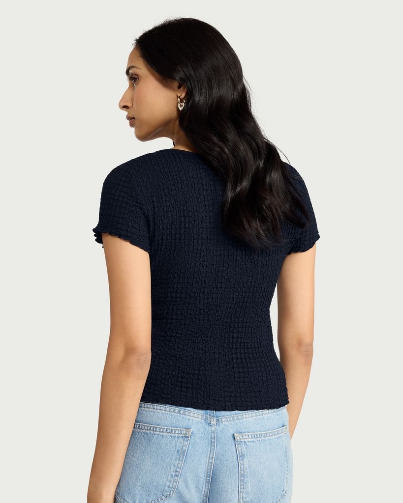 F&F Textured Button Front Top in Coral thumbnail 2