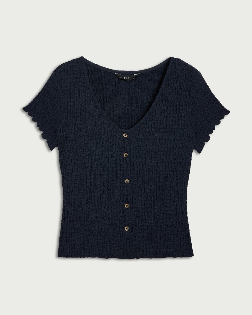 F&F Textured Button Front Top in Coral thumbnail 4