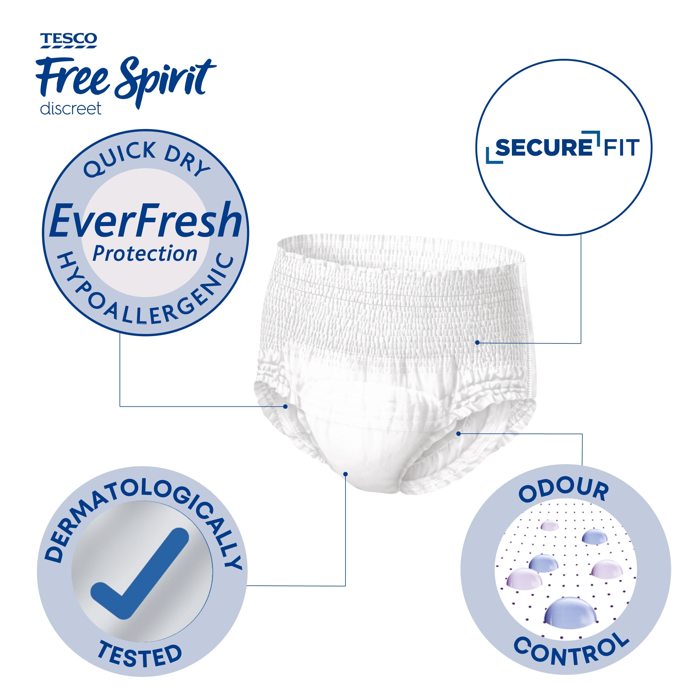 Tesco Free Spirit Super Underwear Large - Xl 12 Pack thumbnail 2
