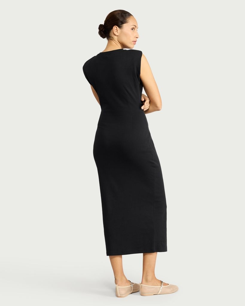 F&F Sleeveless Ruched Side Midi Dress in Black thumbnail 3