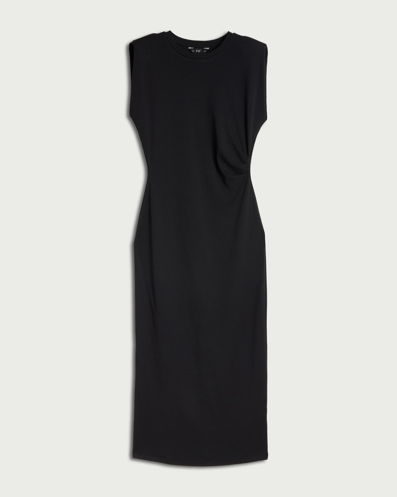 F&F Sleeveless Ruched Side Midi Dress in Black thumbnail 4