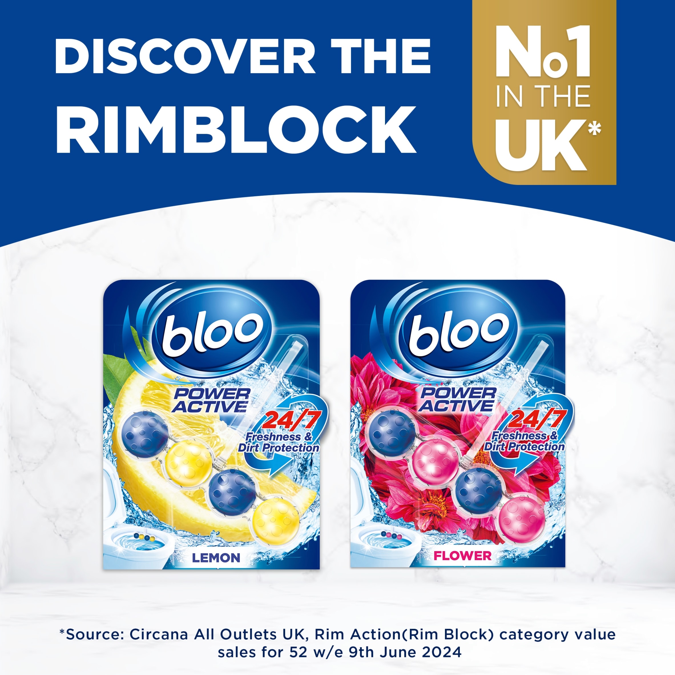 Bloo Power active Lemon Toilet Rim Block 50G thumbnail 5