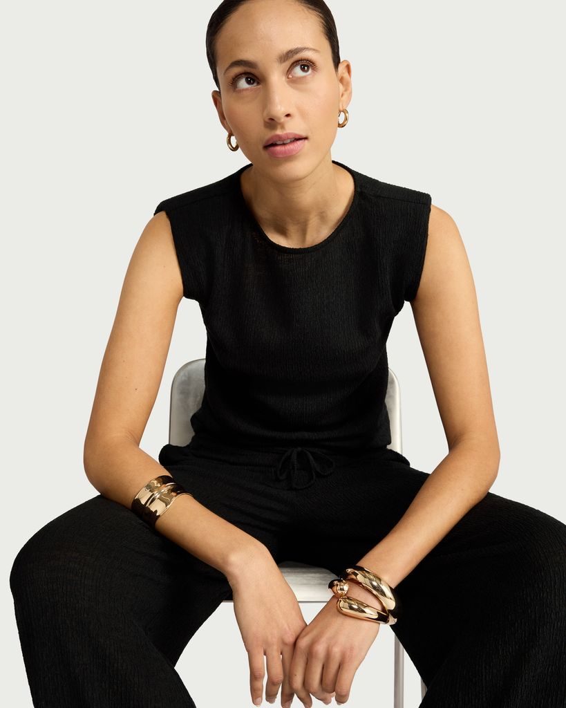 F&F Textured Sleeveless Co-ord Top in Black