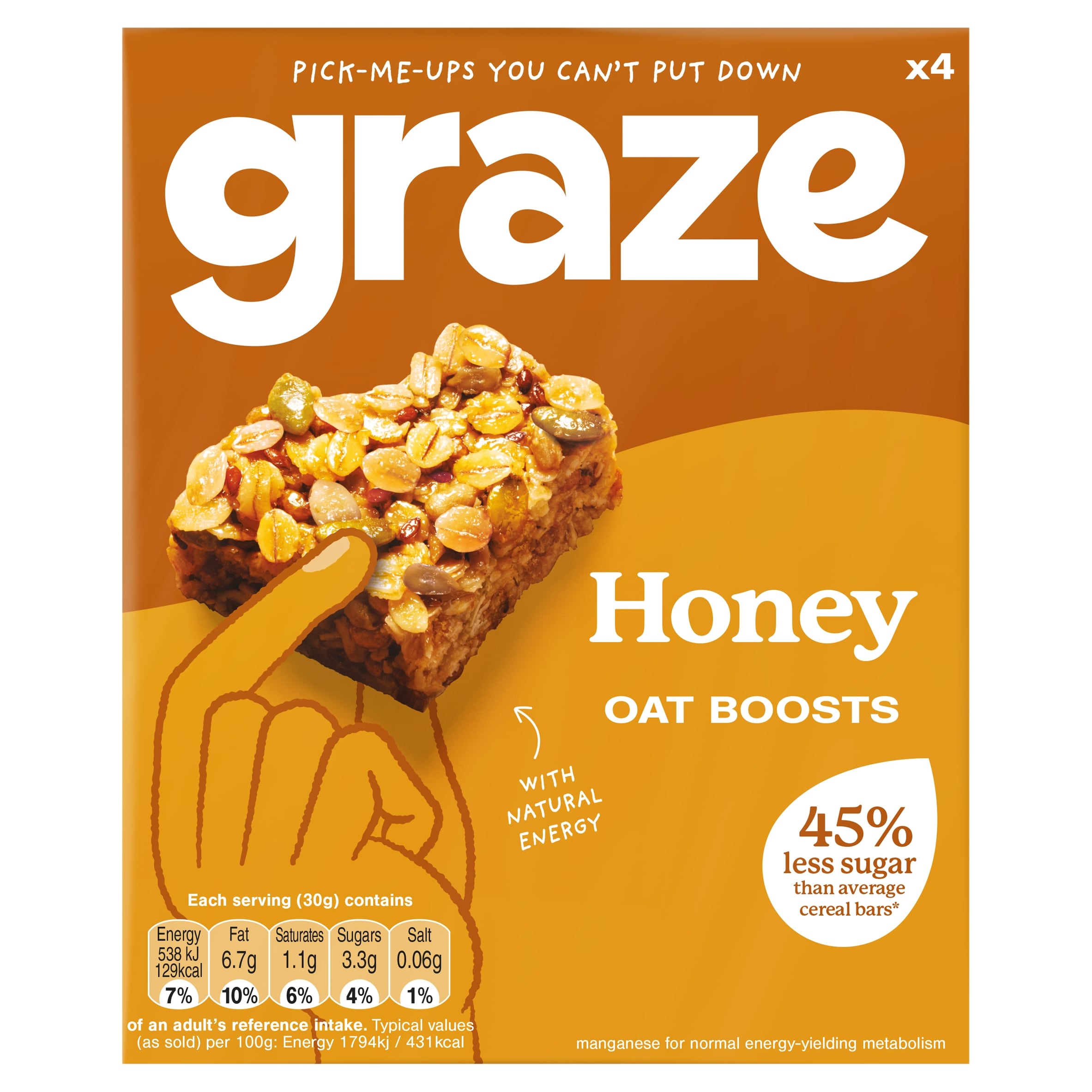 Graze Protein Honey Snack Bars Wholegrain Oats