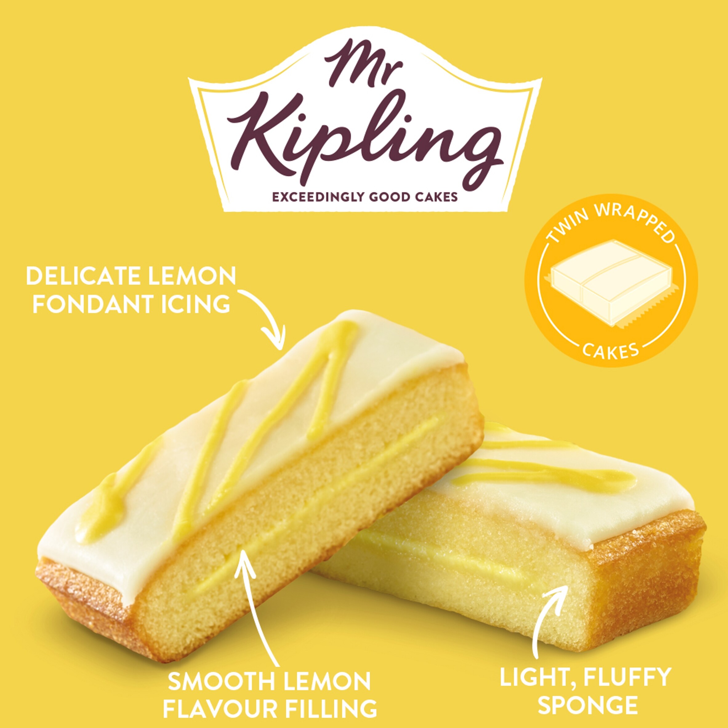 Mr Kipling Lemon Cake Slices 6 Pack thumbnail 2