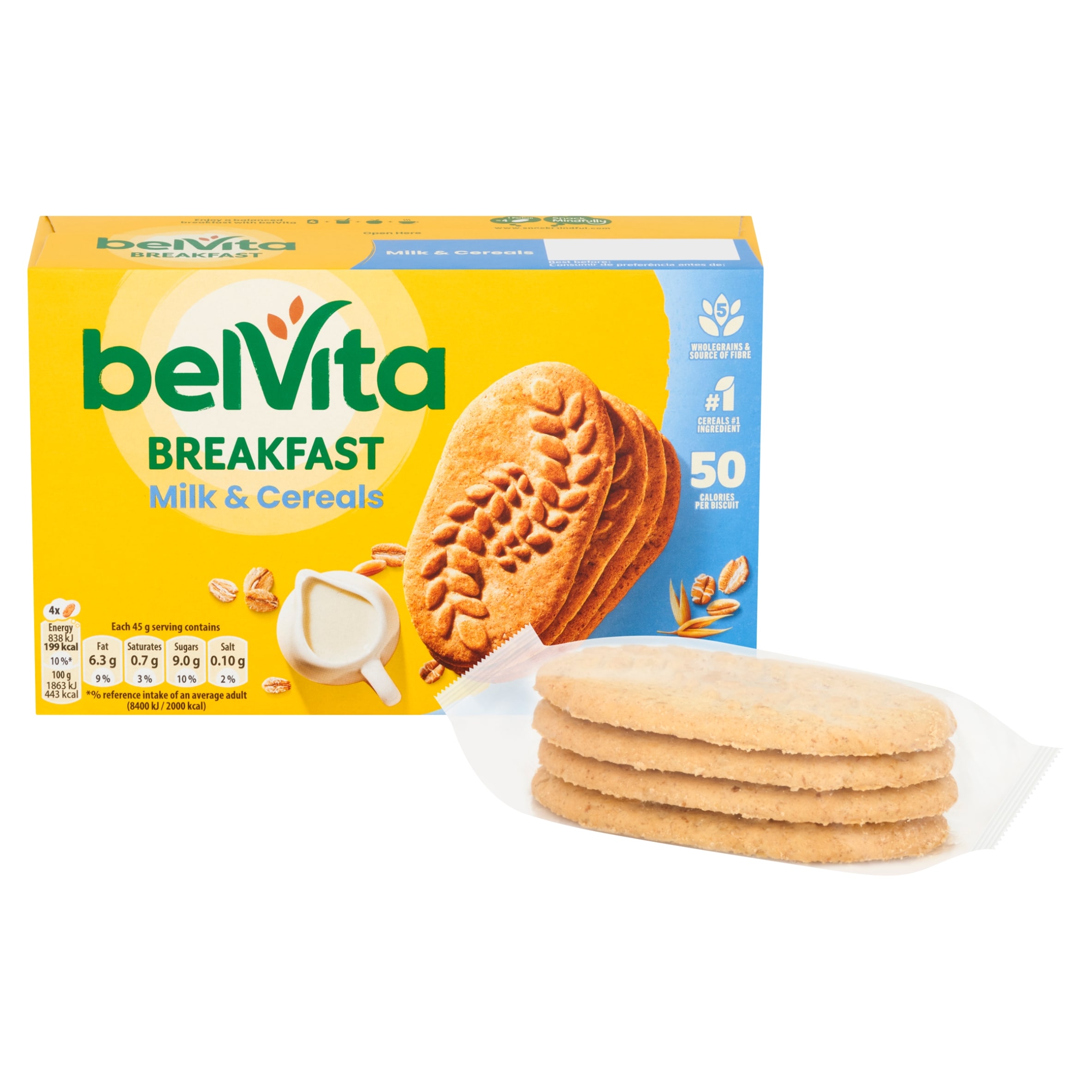 Belvita Breakfast Milk & Cereal Biscuit Snack Bars Pack 5 x 45g thumbnail 2