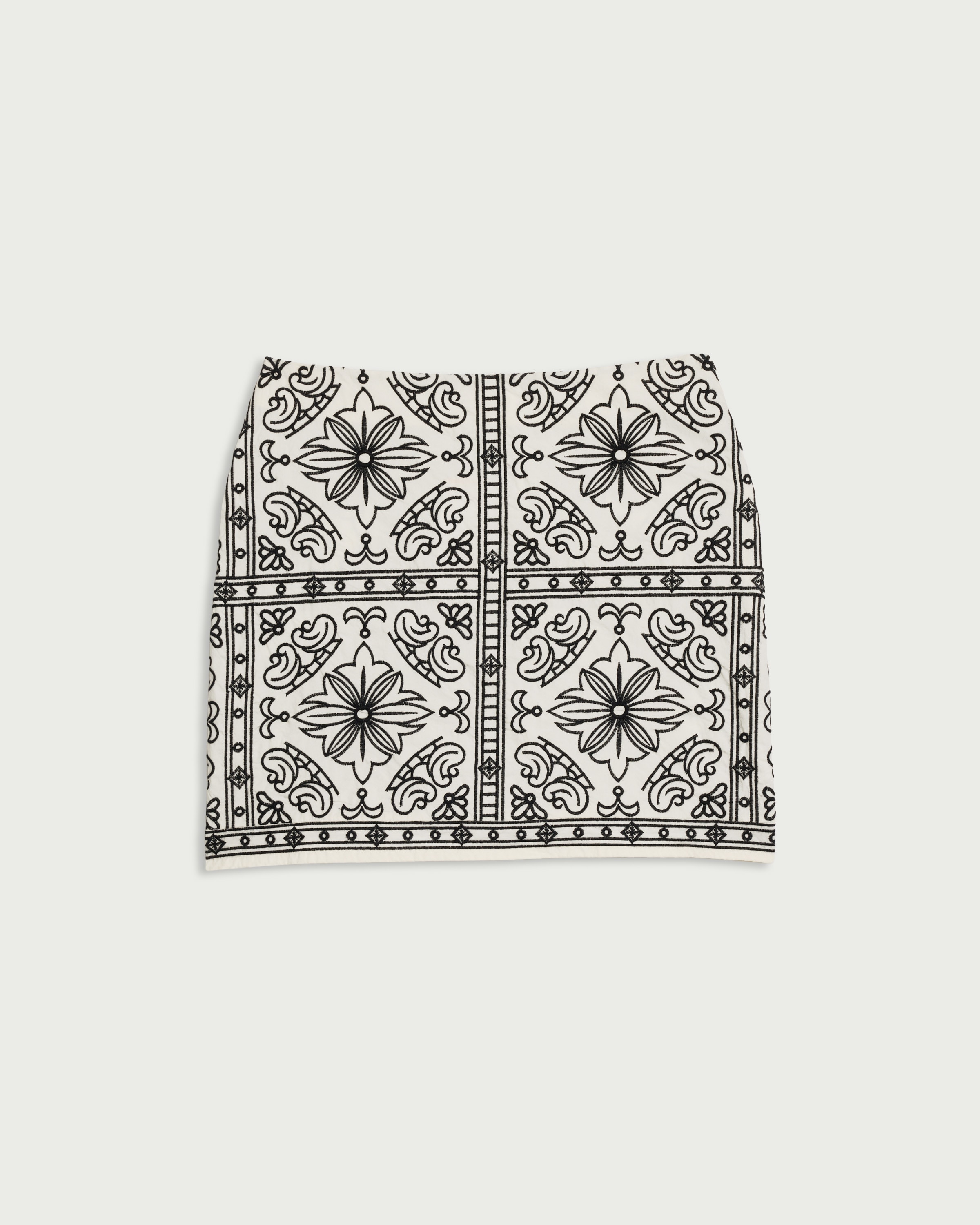 The F&F Edit Pure Cotton Embroidered Mini Skirt in Cream thumbnail 4