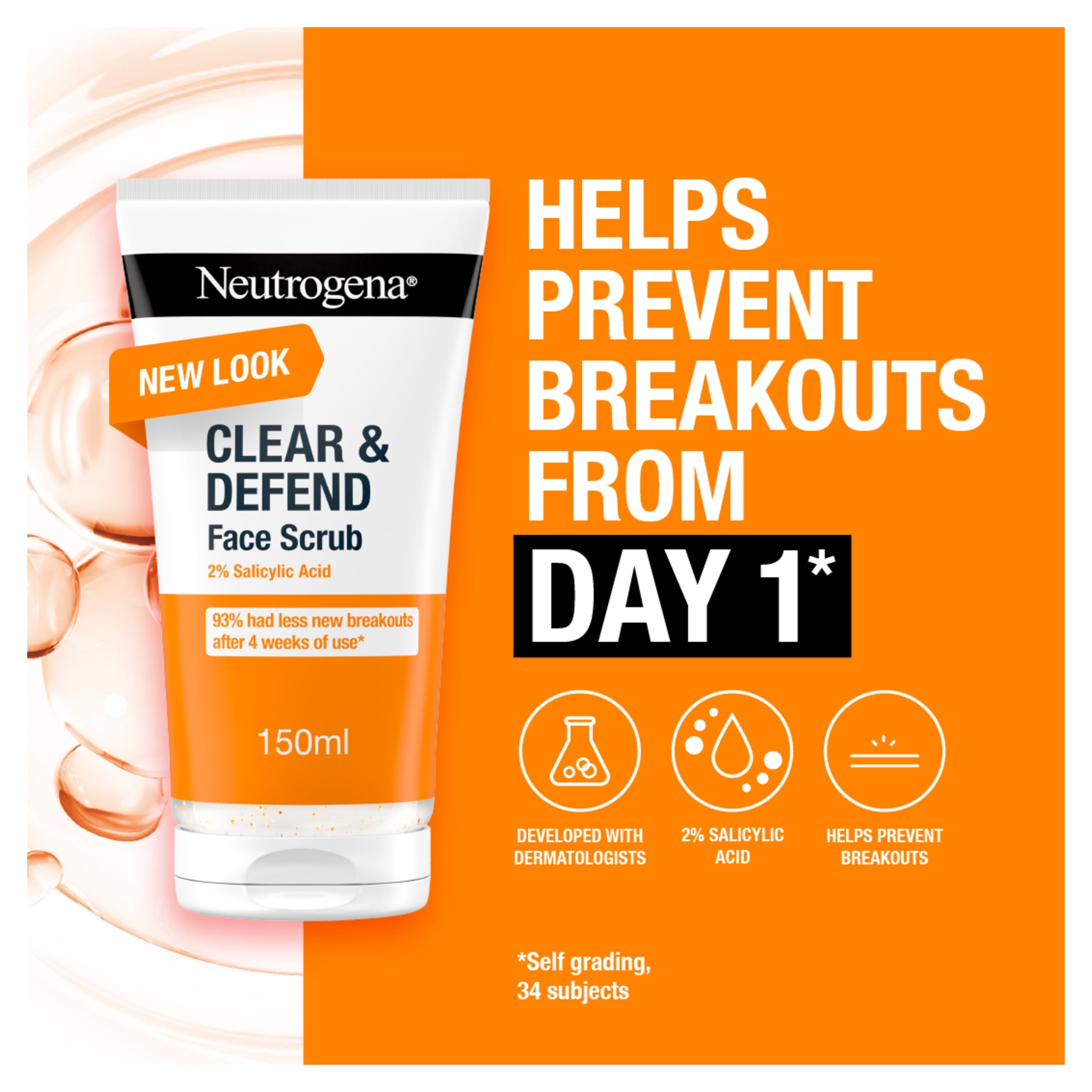 Neutrogena Clear & Defend Facial Scrub 2% Salicylic Acid 150ml. thumbnail 2