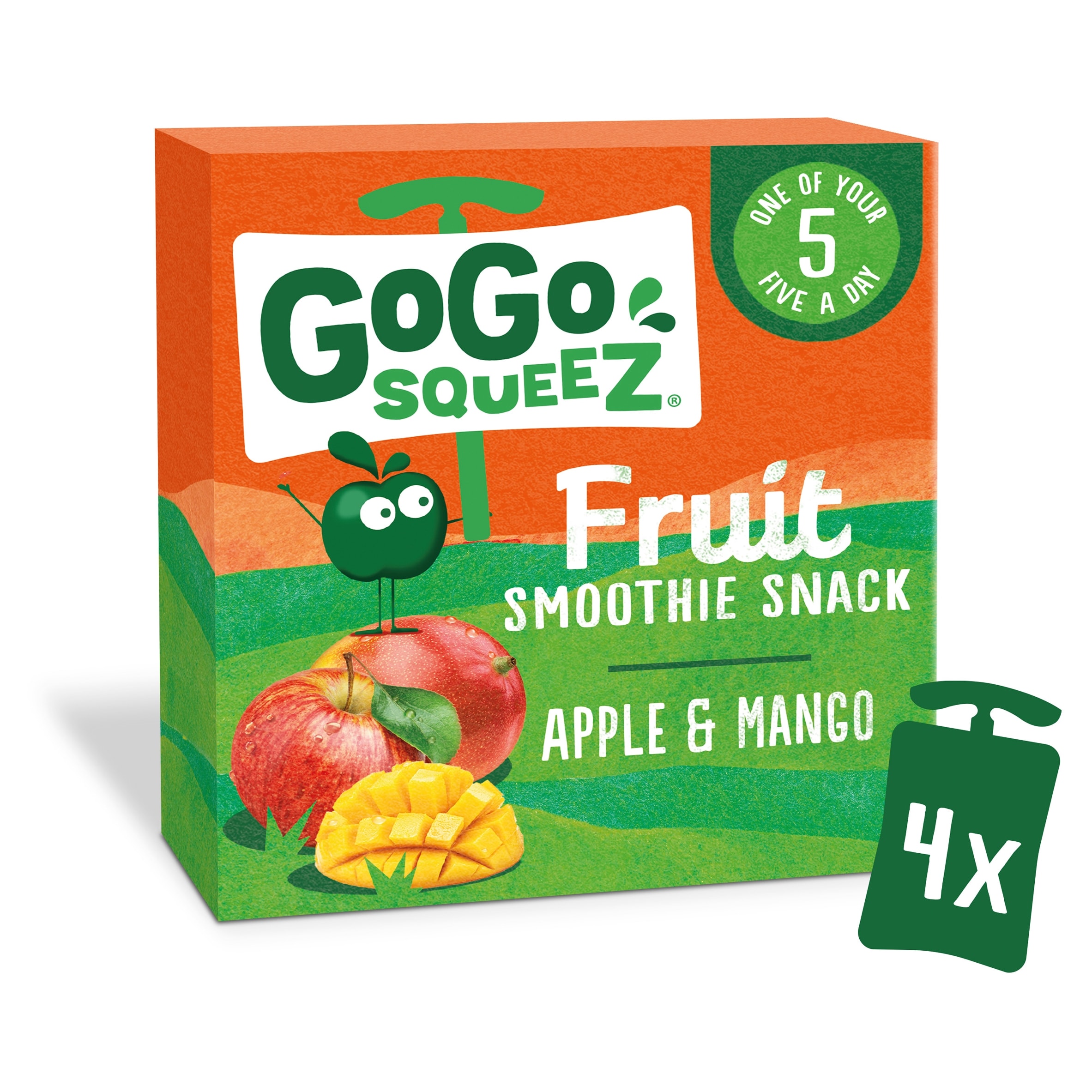 GoGo squeeZ Fruit Smoothie Snack Apple and Mango 4X90g