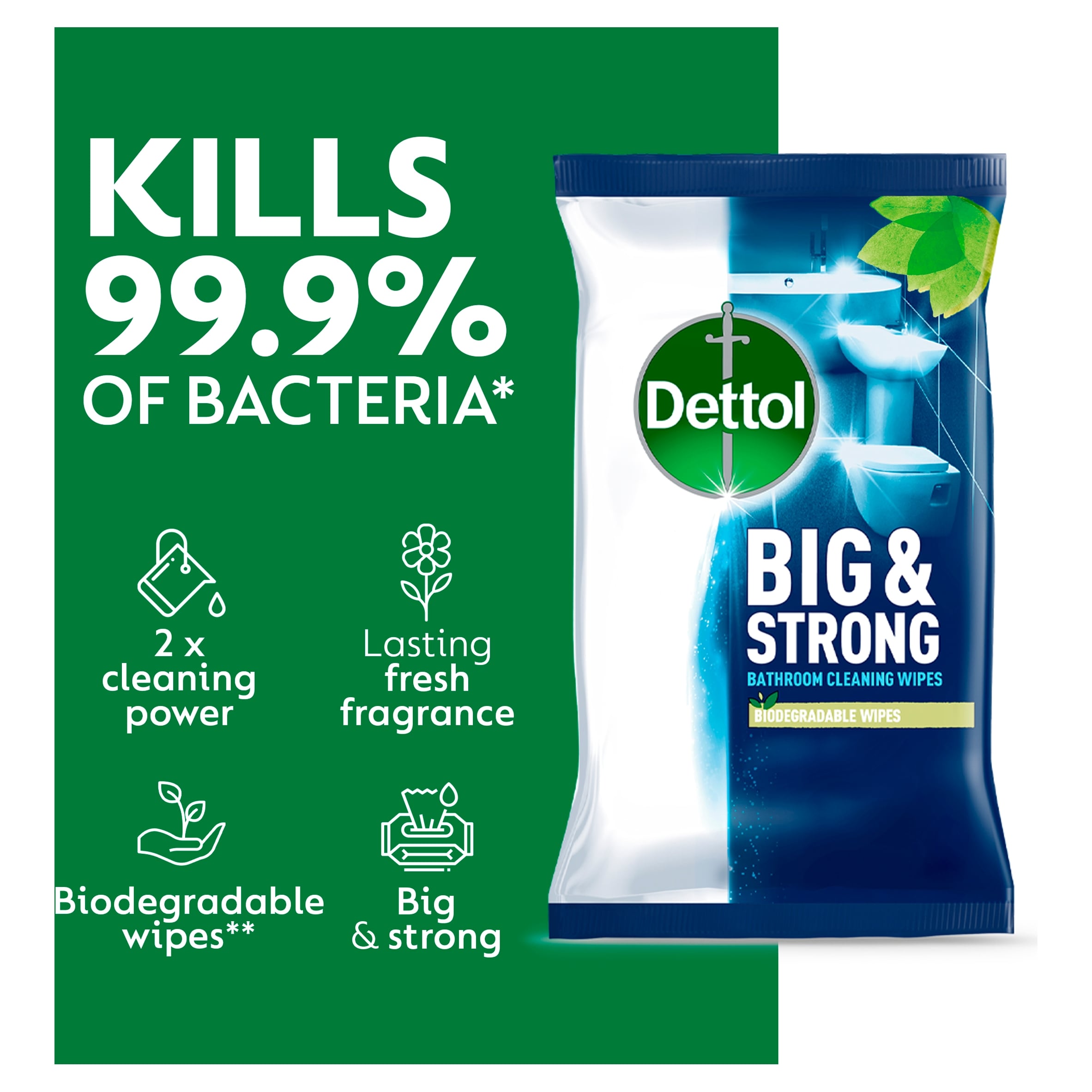 Dettol Big & Strong Limescale Bathroom Cleaning Wipes 25 Pack thumbnail 3