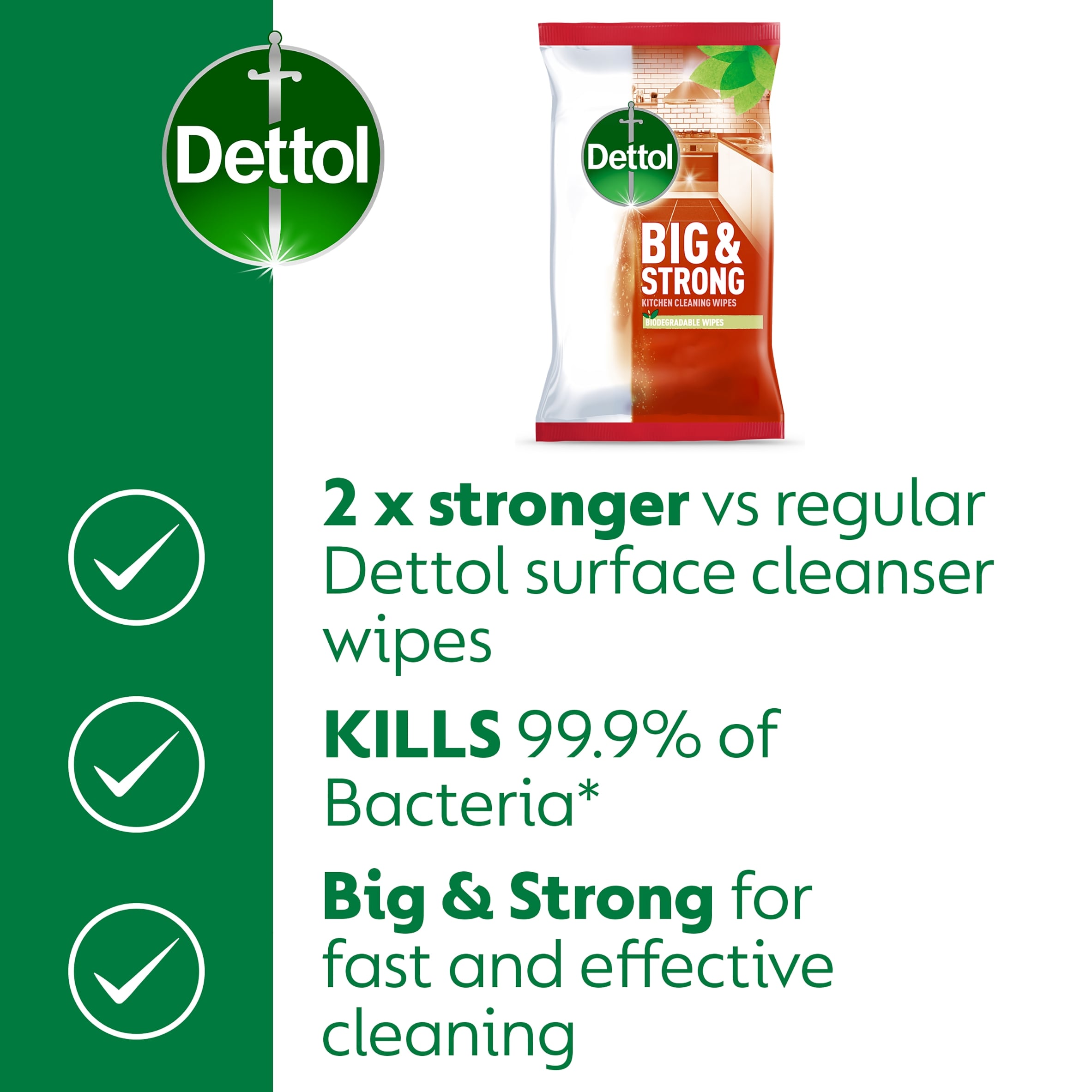 Dettol Big & Strong Kitchen Surface Cleaning Wipes 25 Pack thumbnail 5