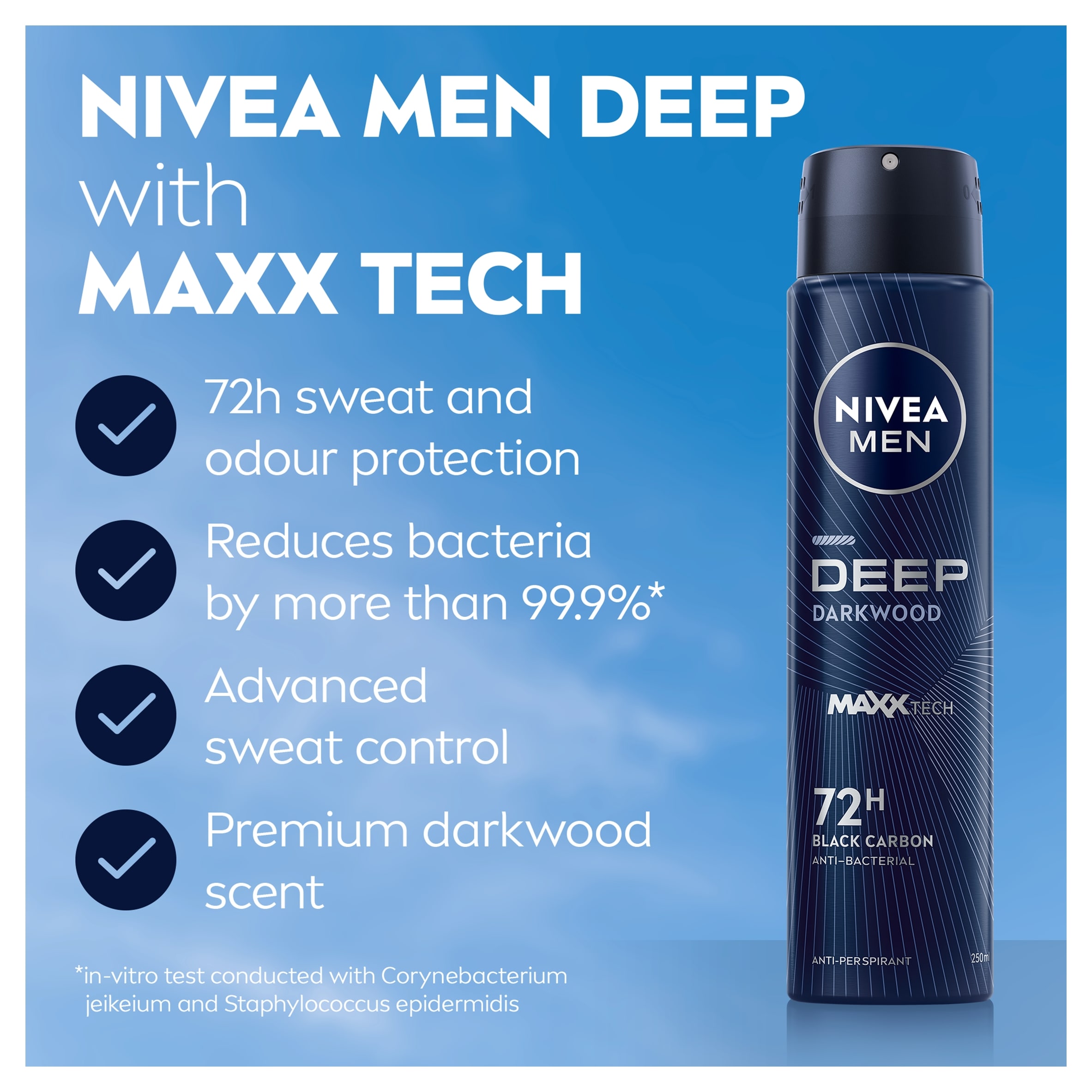 NIVEA MEN Deep Darkwood 72h Anti-Perspirant Deodorant Spray 250ml thumbnail 2
