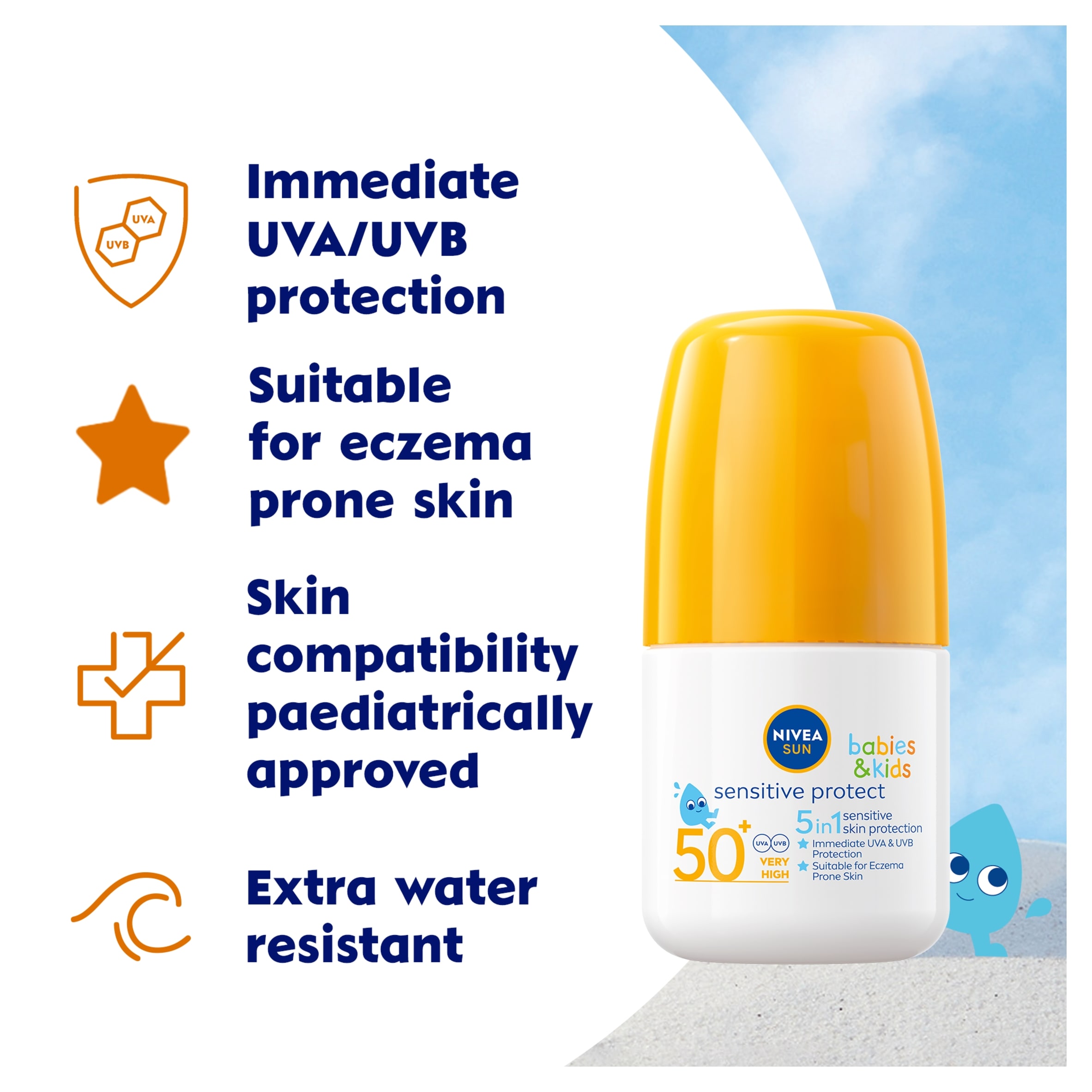 NIVEA SUN Kids Protect & Sensitive Roll-On SPF50+ 50ml thumbnail 2