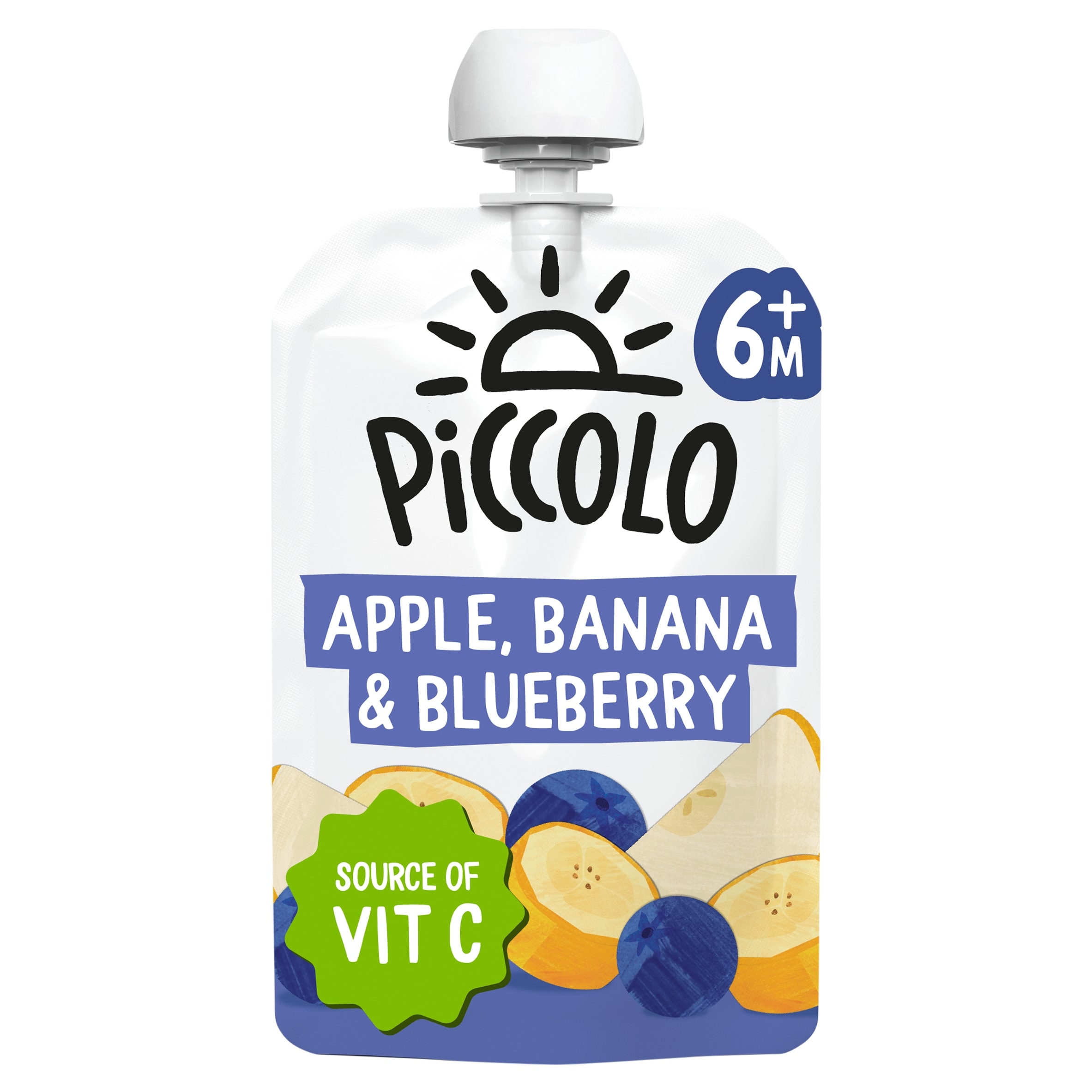 Piccolo Apple Banana & Blueberry Organic Pouch 4mths+