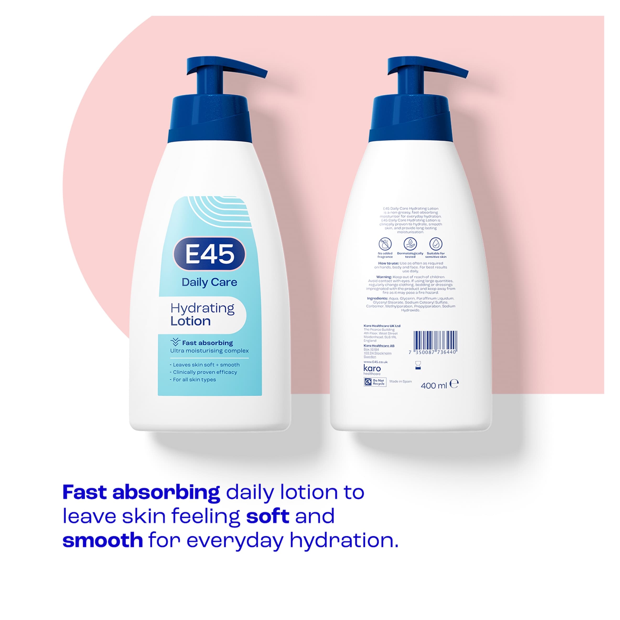 E45 Daily Moisturiser Body Lotion for Dry & Sensitive Skin 400ml thumbnail 2