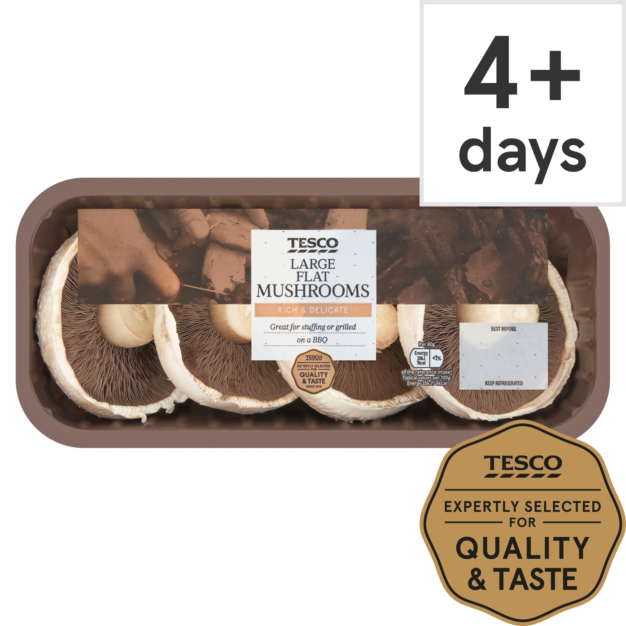 Tesco Large Flat Mushrooms 250G