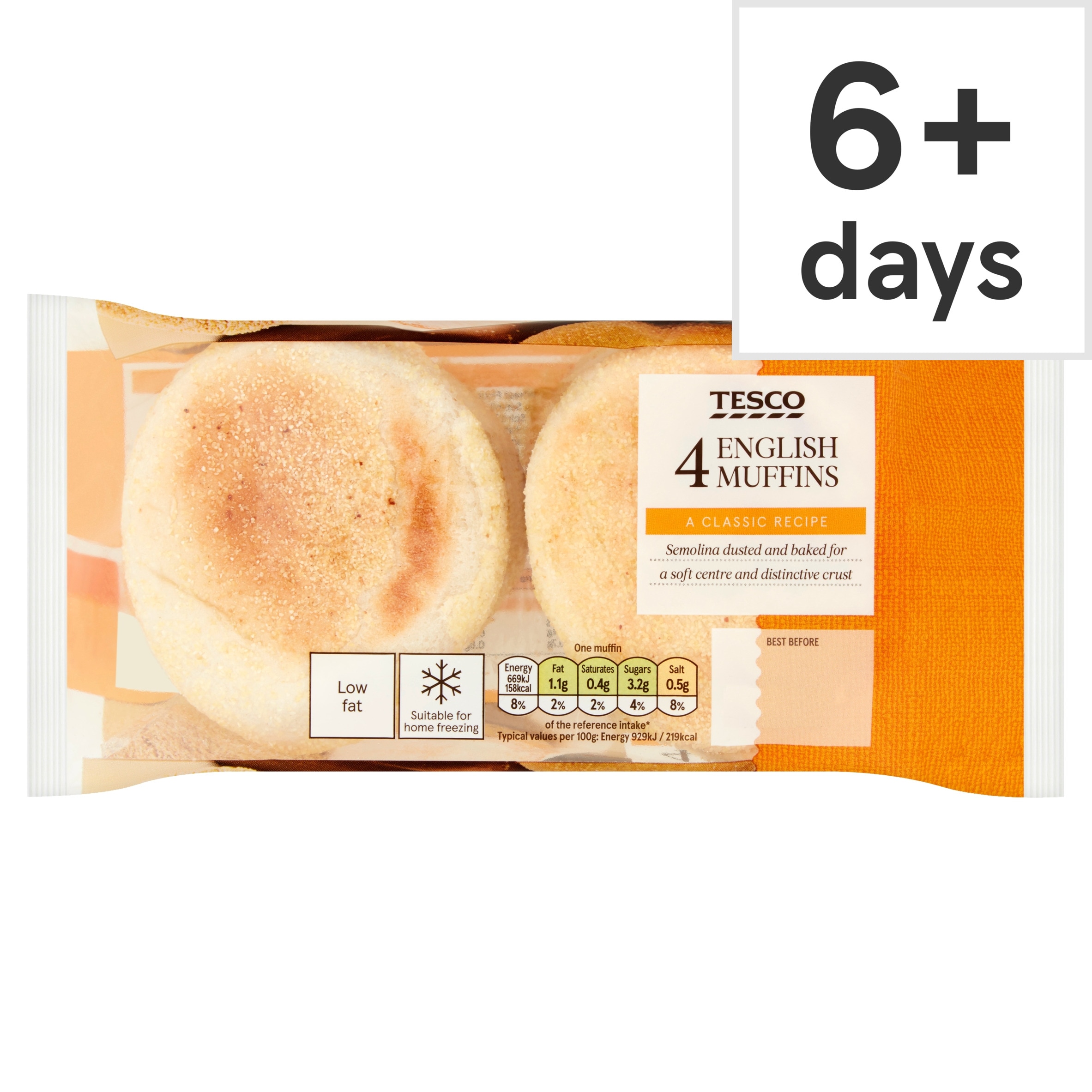 Tesco White English Muffins 4 Pack