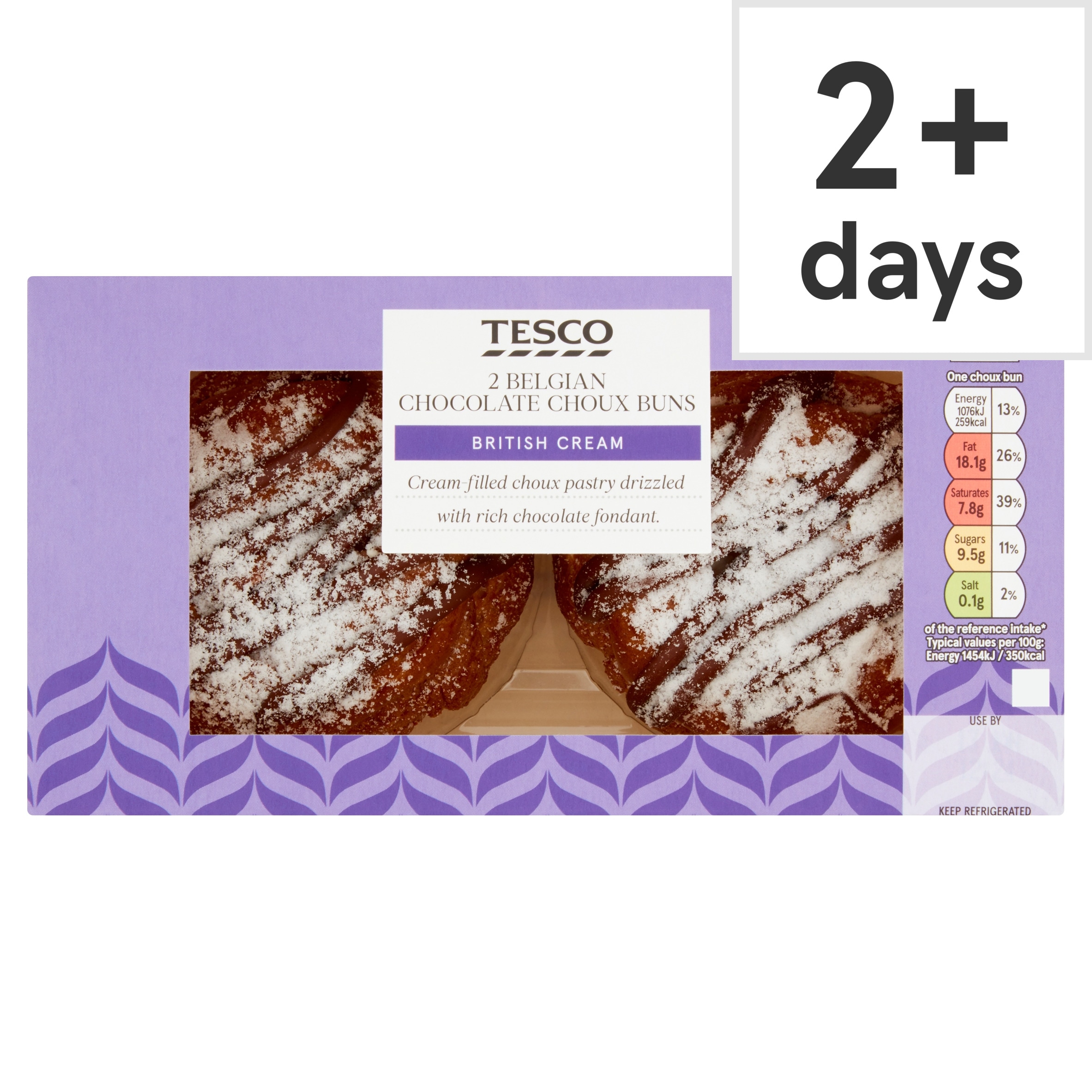 Tesco Chocolate Choux Buns 2 Pack