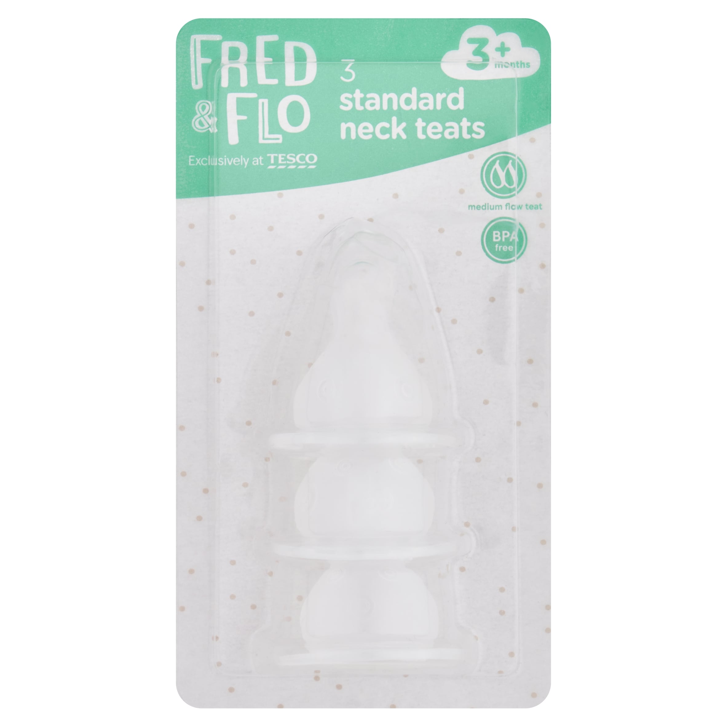 Fred & Flo Standard Neck Teat Medium Flow 3 Pack