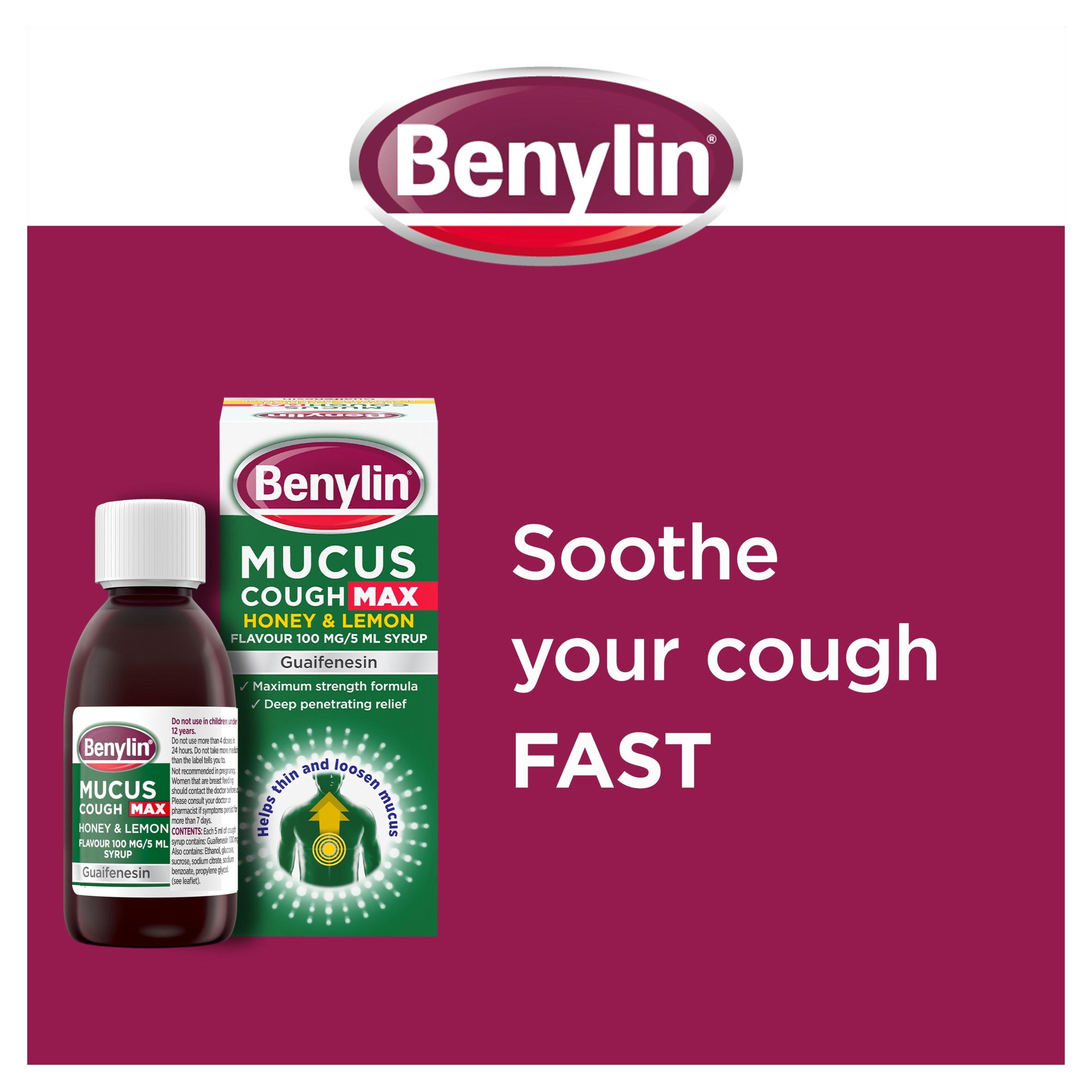 Benylin Mucus Cough Max Syrup - Honey & Lemon 300ml thumbnail 2