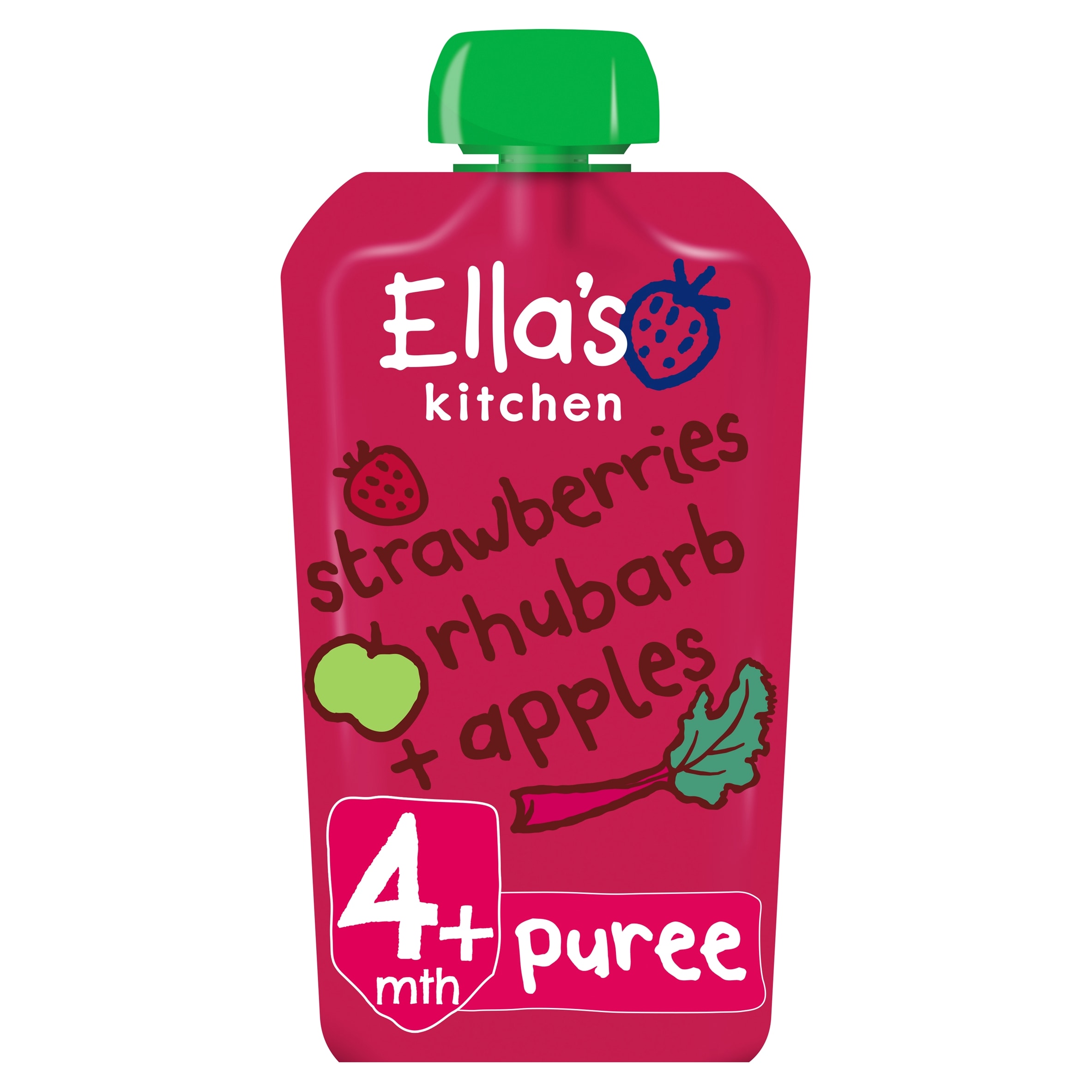 Ella's Kitchen Strawberries, Rhubarb & Apples Baby Food Pouch 4+ Months