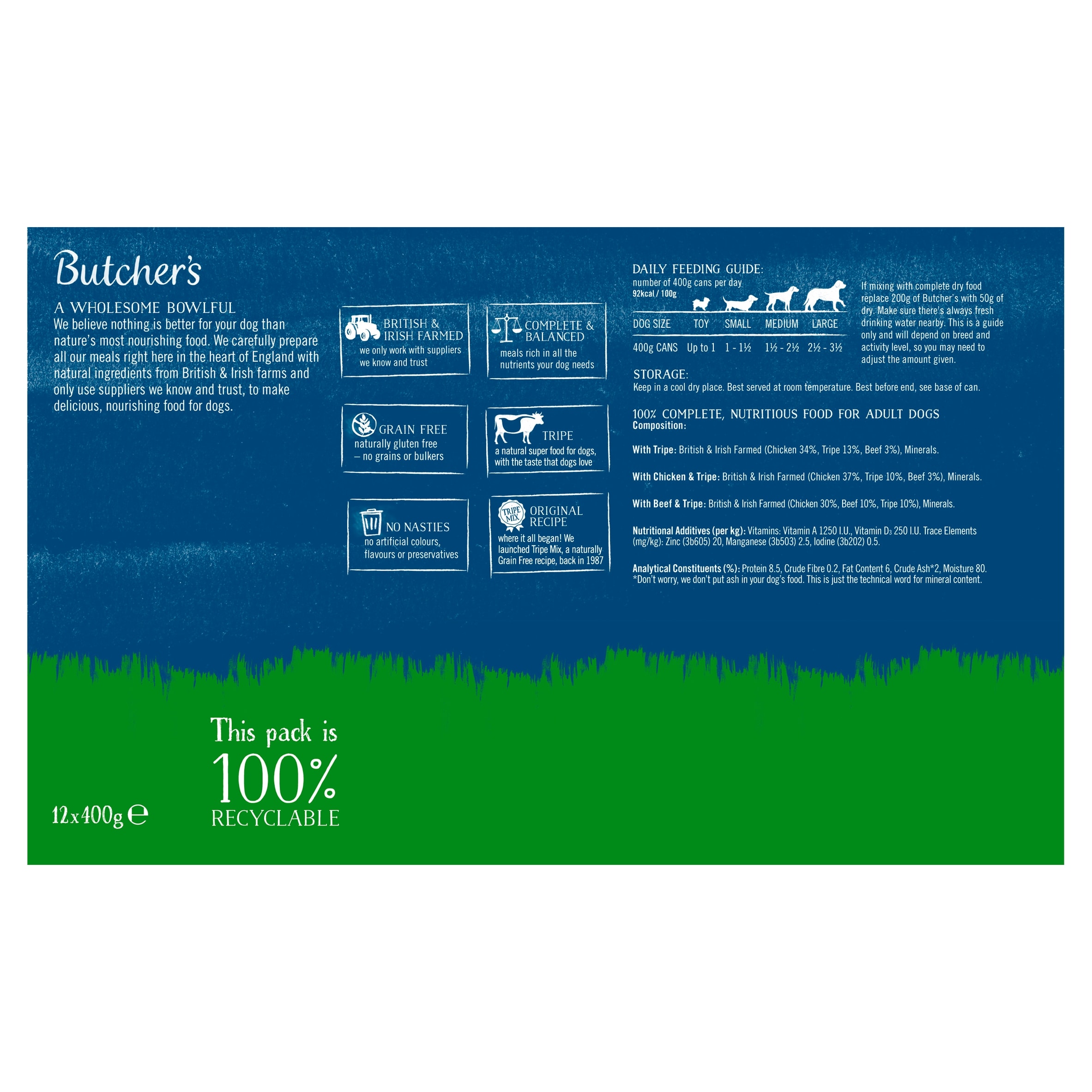 Butcher's Tripe Loaf Dog Food Tins 12X400g thumbnail 2