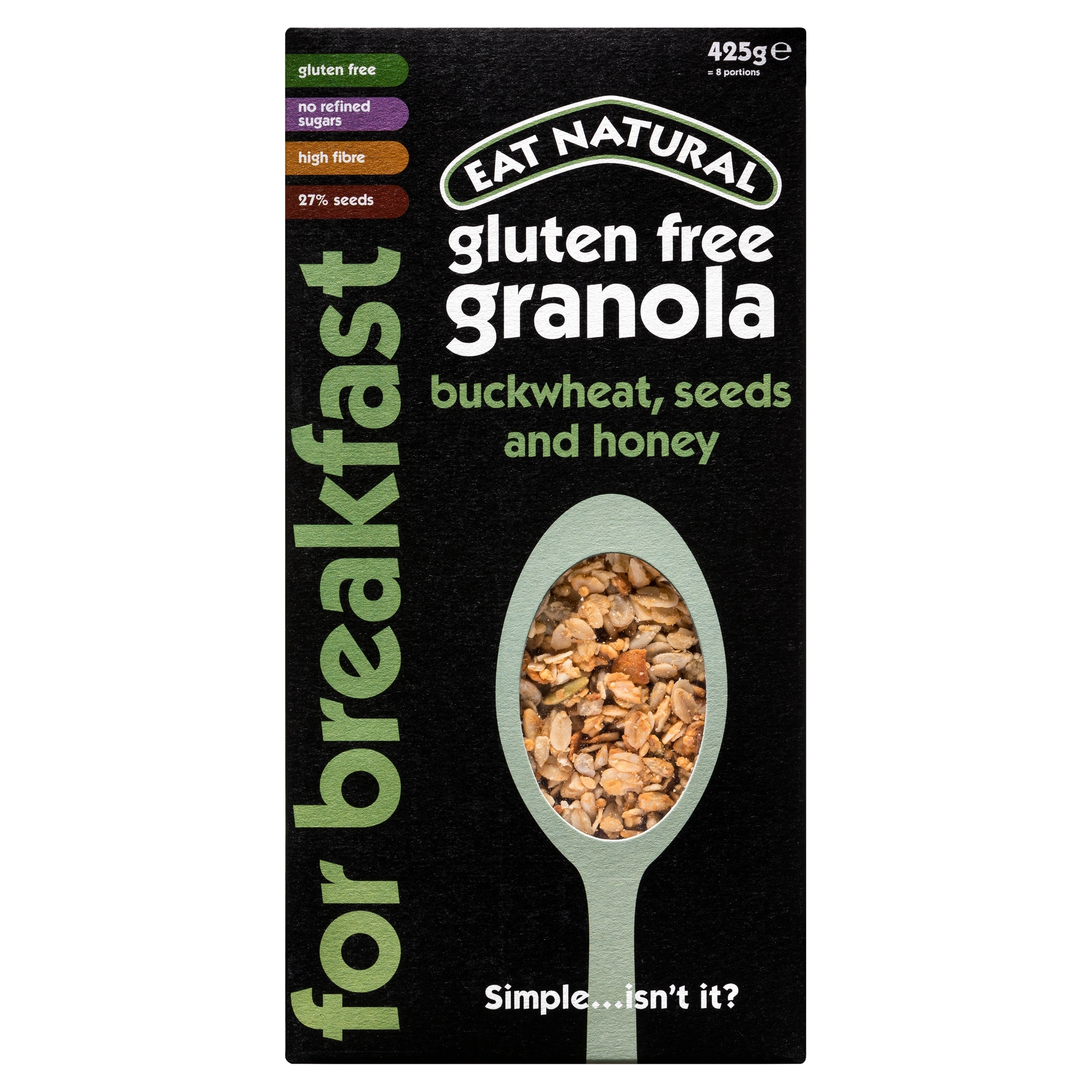 Eat Natural Gluten Free Granola - Buckwheat, Seeds and Honey 425g