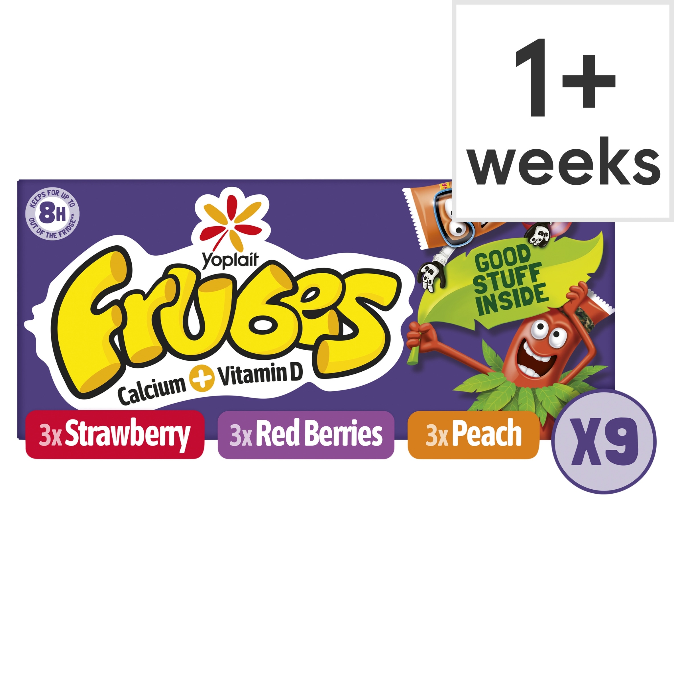 Frubes Kids Strawberry, Red Berry & Peach Yoghurt Tubes