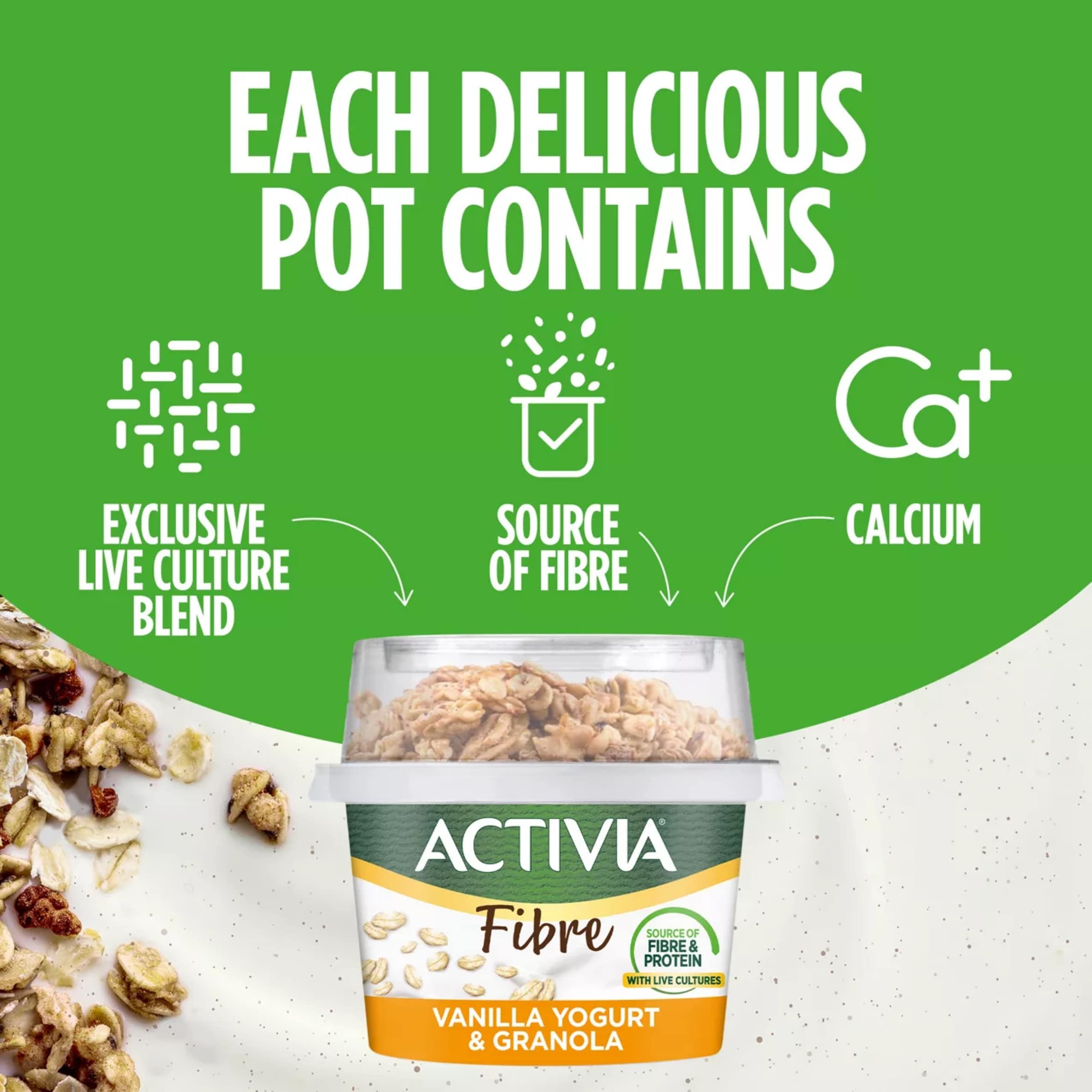 Activia Vanilla Yoghurt & Honey Granola Breakfast Topper with Spoon 165g thumbnail 3