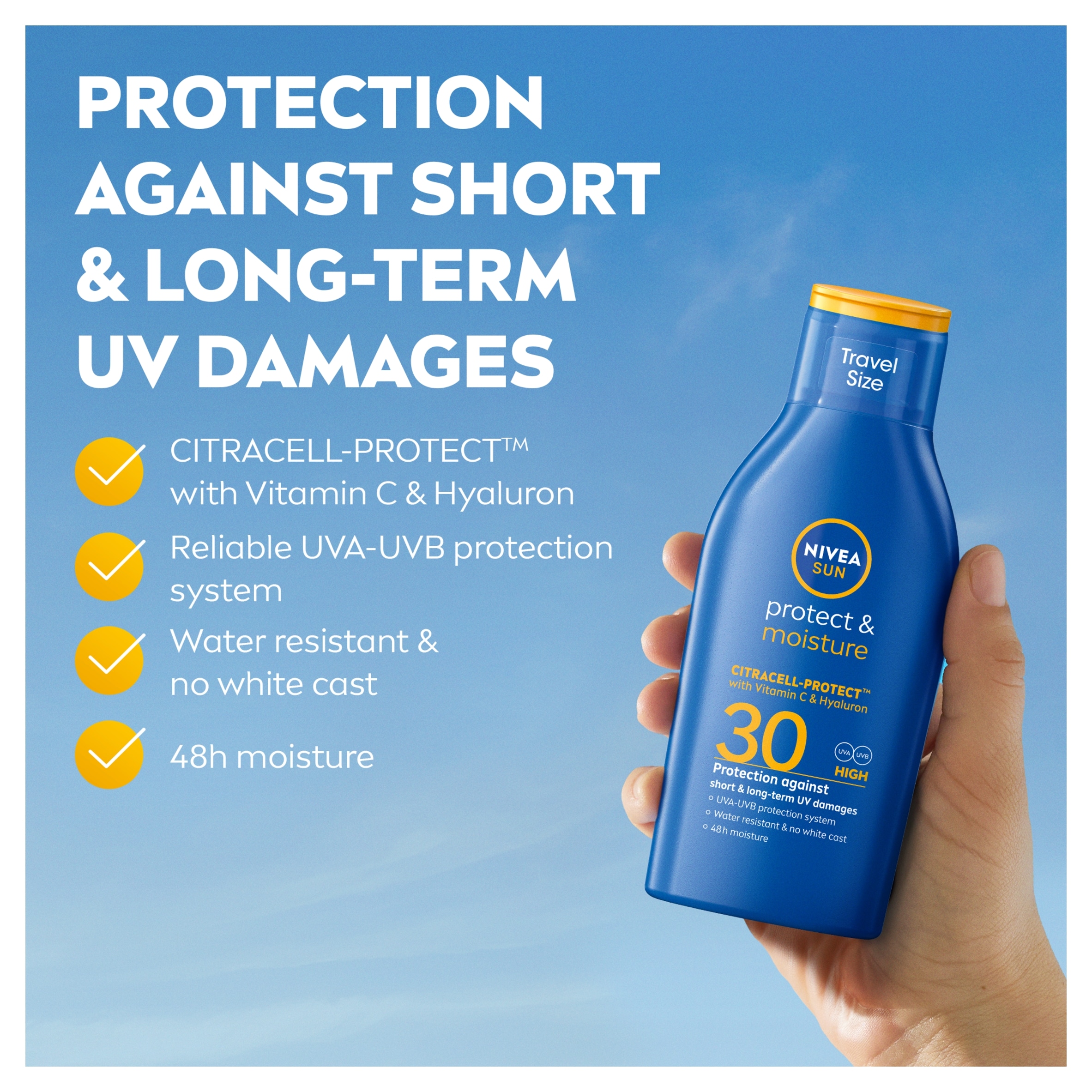 NIVEA SUN Sun Cream Lotion SPF30 Water Resistant 100ml Travel Size thumbnail 4