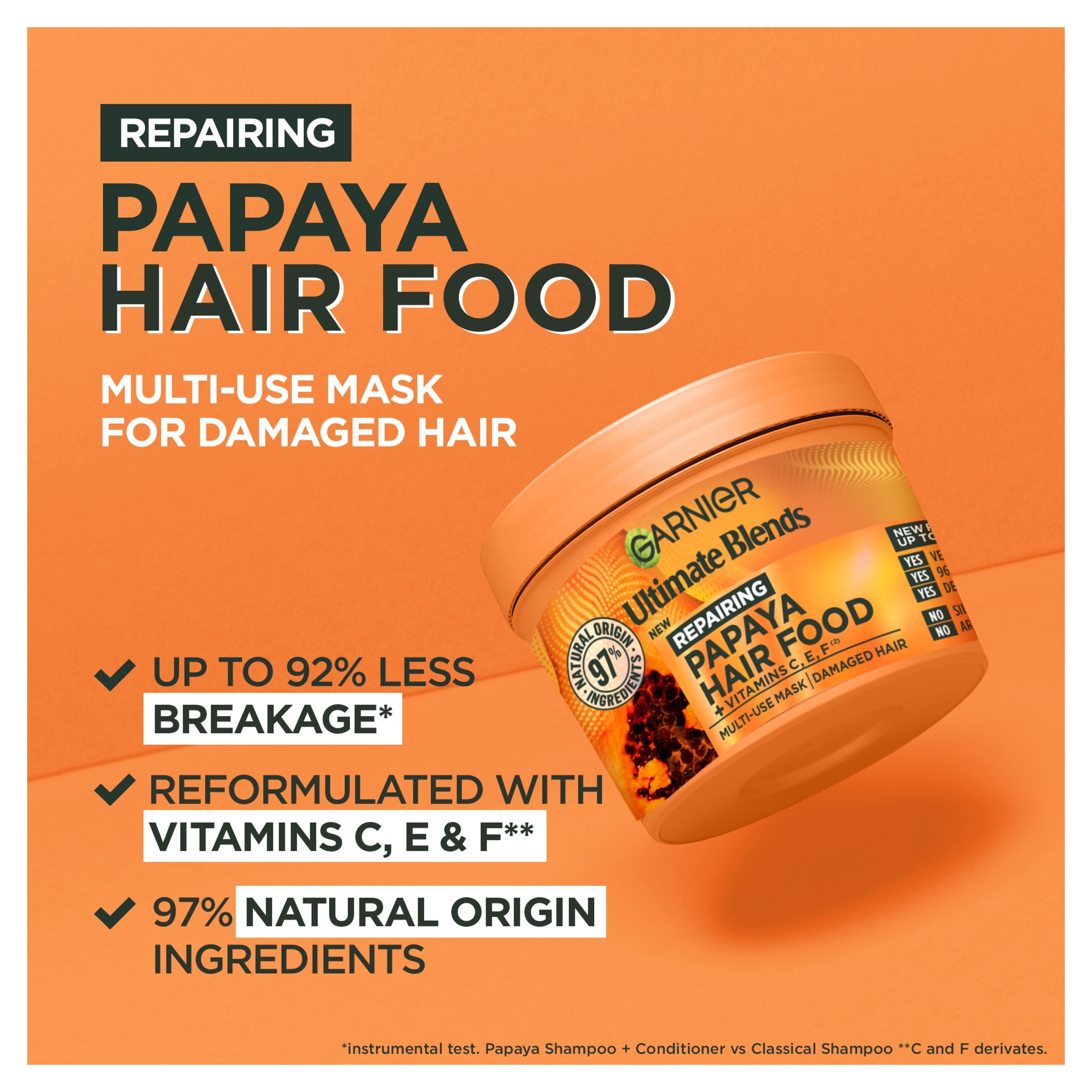 Garnier Ultimate Blends Hair Food Papaya 3in1 Mask 400ml thumbnail 3